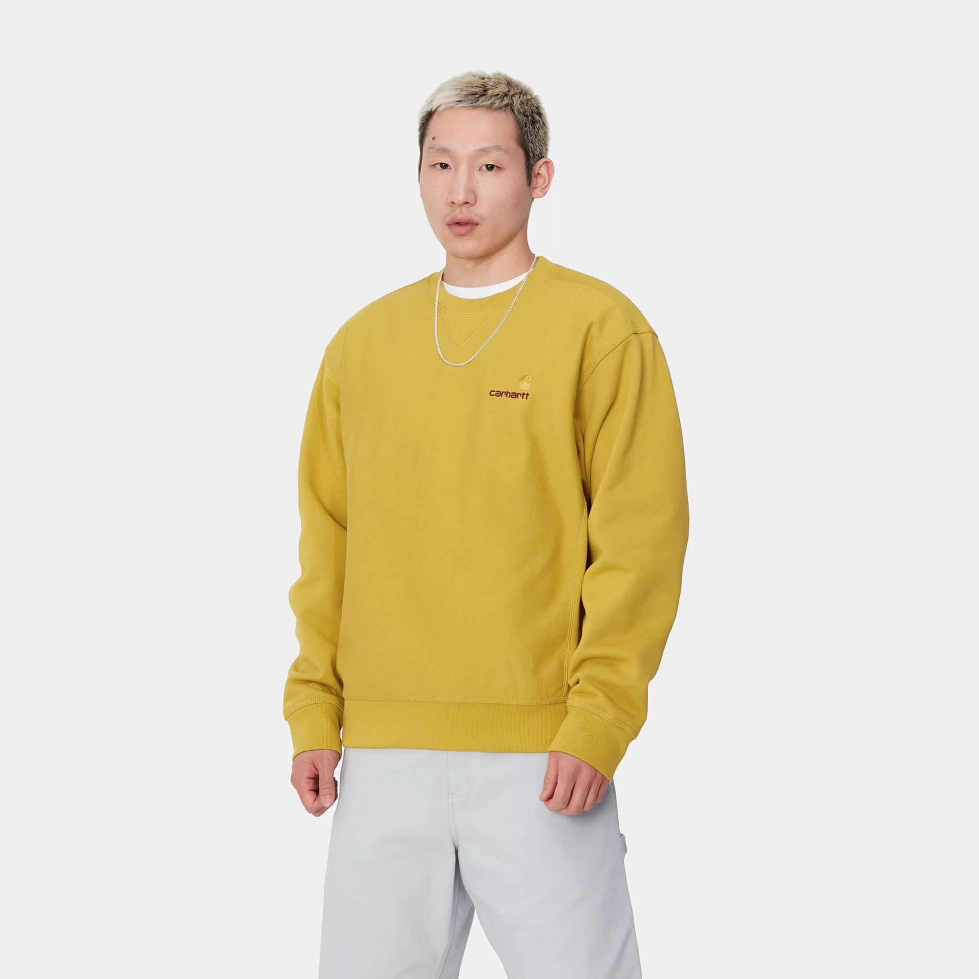 Sweats^Carhartt WIP American Script Sweatshirt Golden Olive