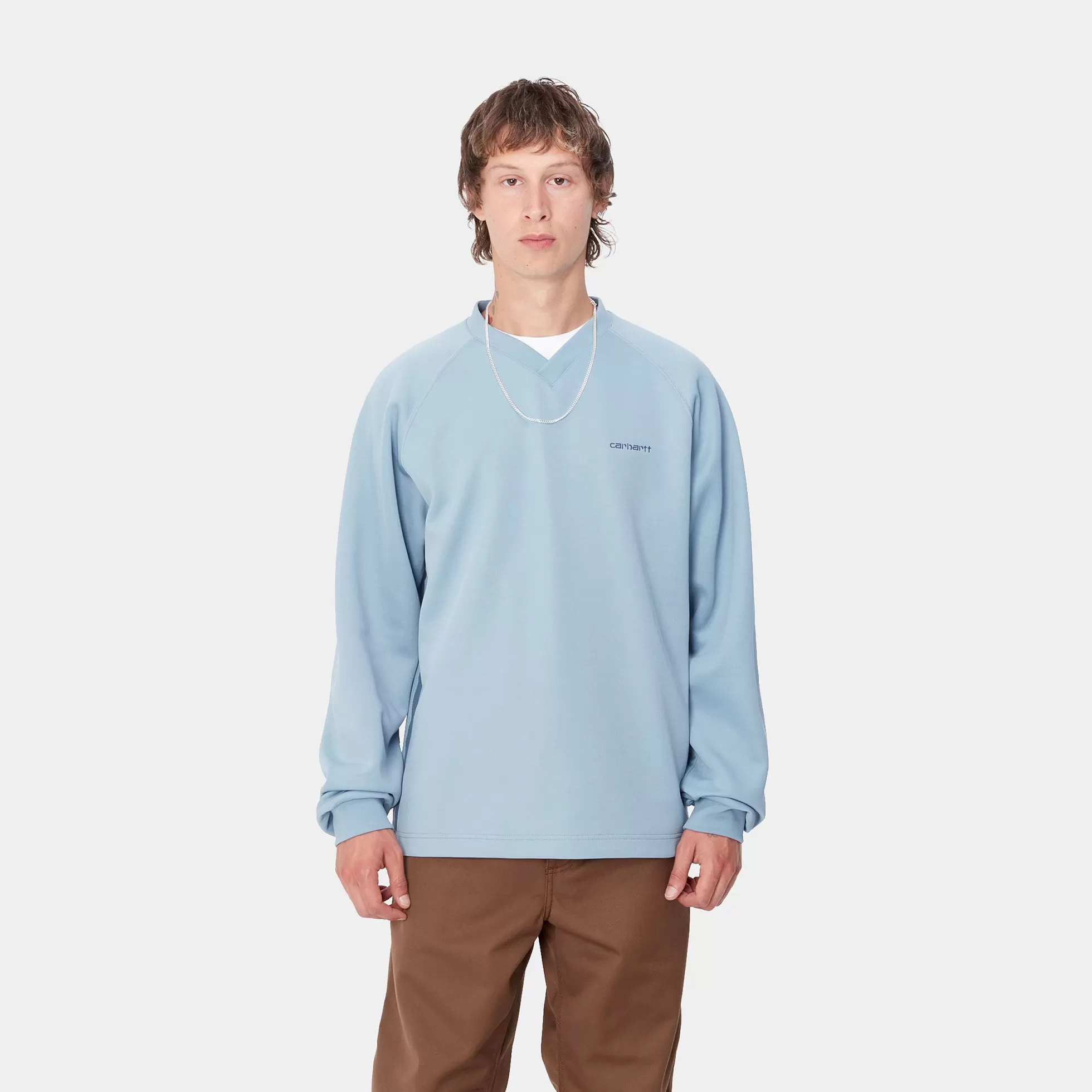 Sweats^Carhartt WIP Bolan V-Neck Sweat Dusty Ice / Positano