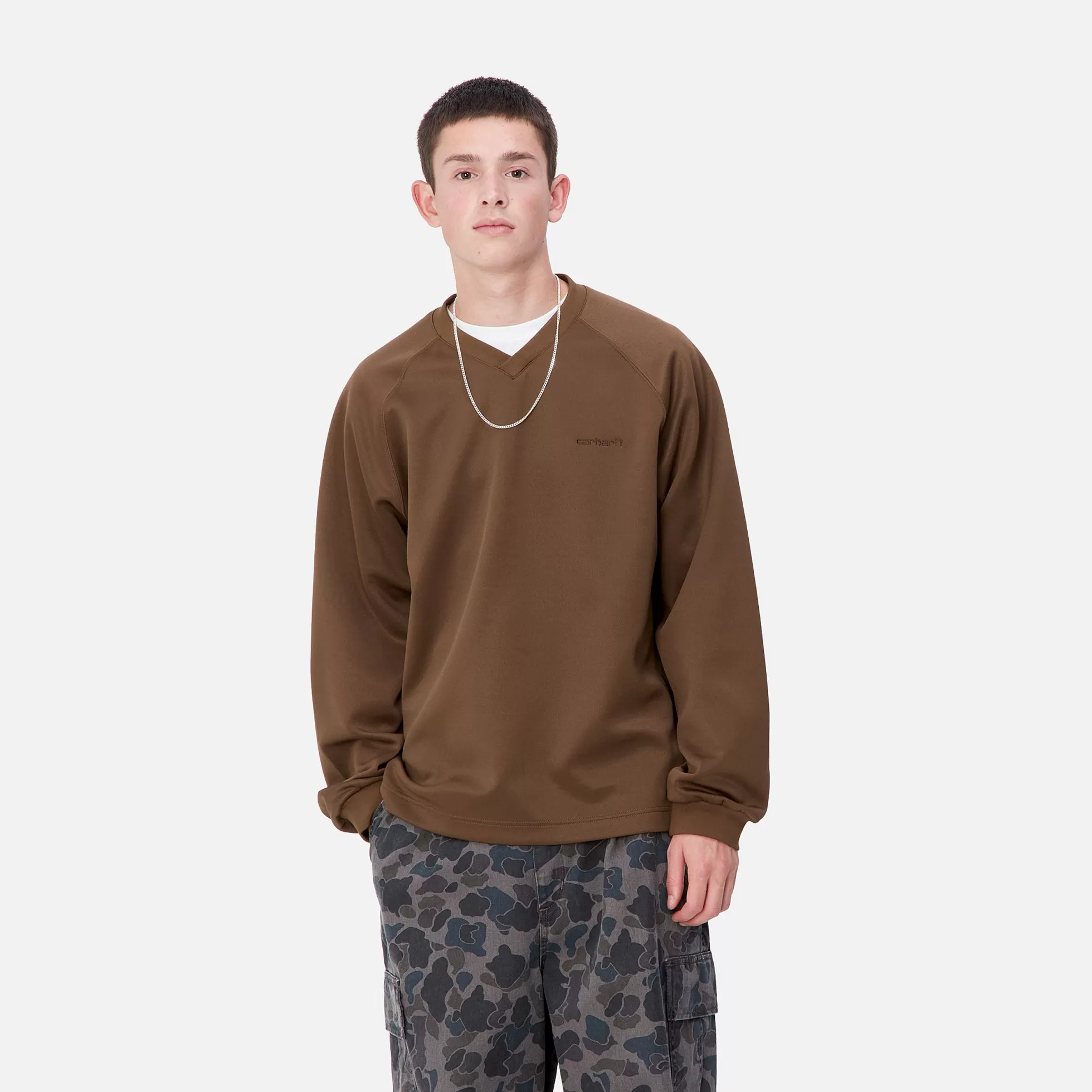 Sweats^Carhartt WIP Bolan V-Neck Sweat Chocolate / Tobacco