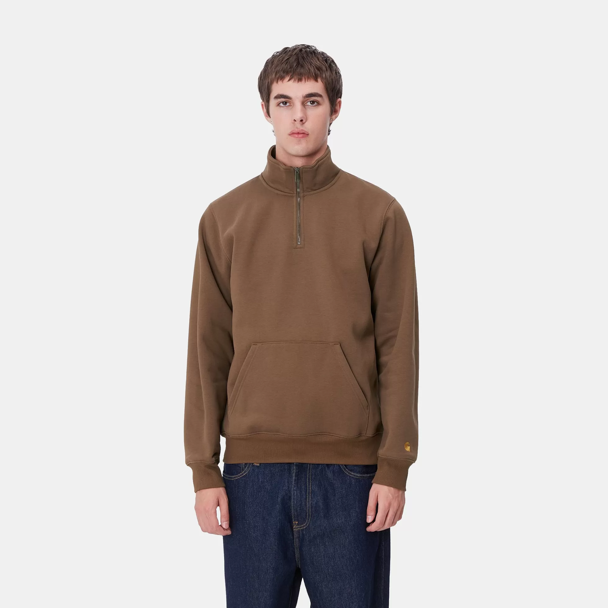 Sweats^Carhartt WIP Chase Neck Zip Sweatshirt Chocolate / Gold