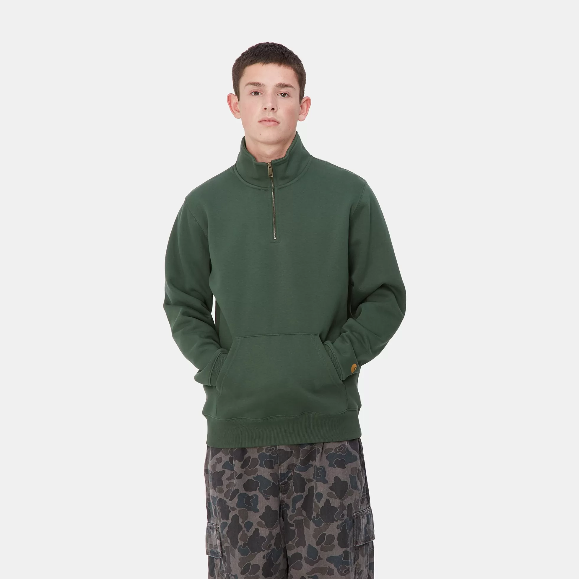 Sweats^Carhartt WIP Chase Neck Zip Sweatshirt Sycamore Tree / Gold