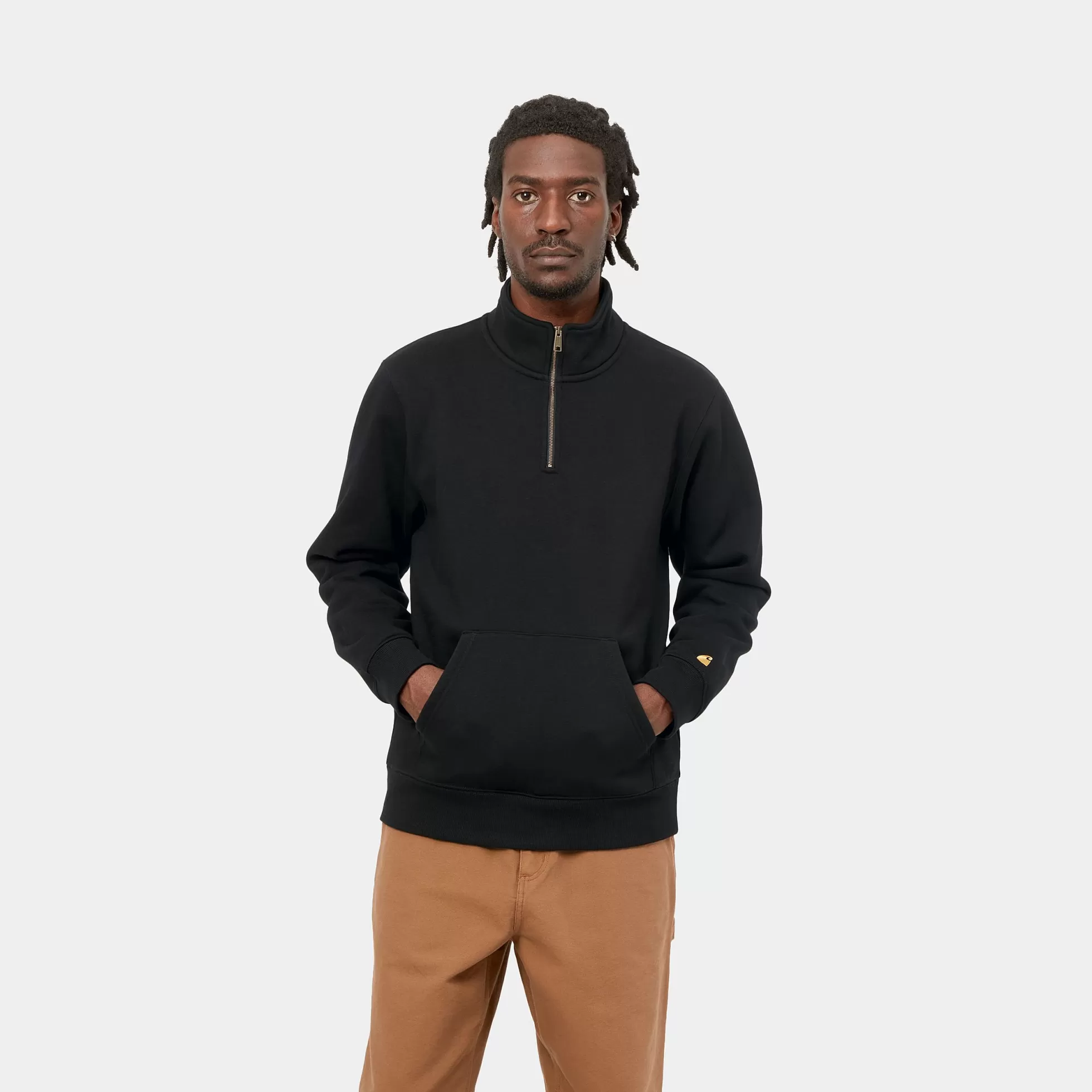 Sweats^Carhartt WIP Chase Neck Zip Sweatshirt Black / Gold