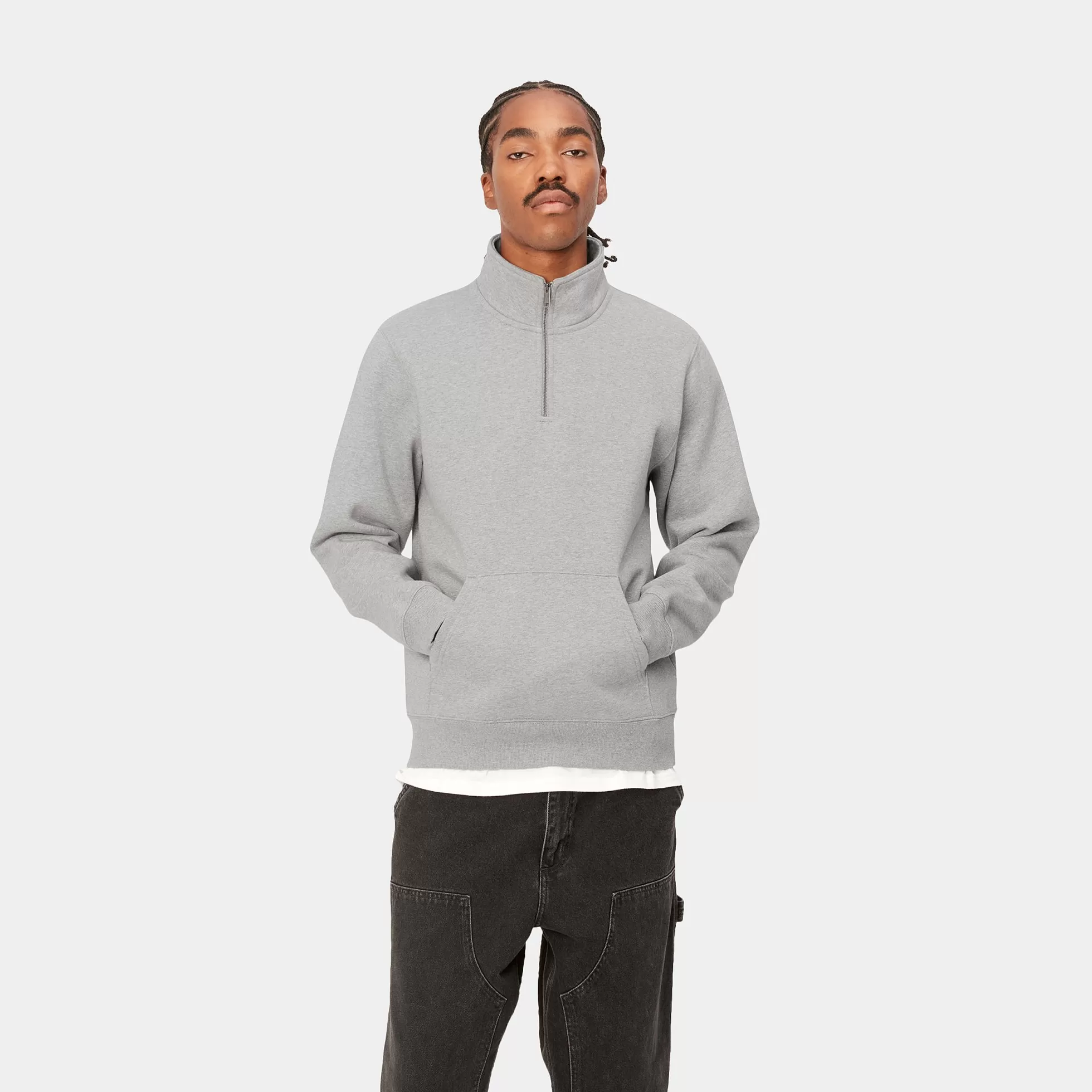 Sweats^Carhartt WIP Chase Neck Zip Sweatshirt Grey Heather / Gold