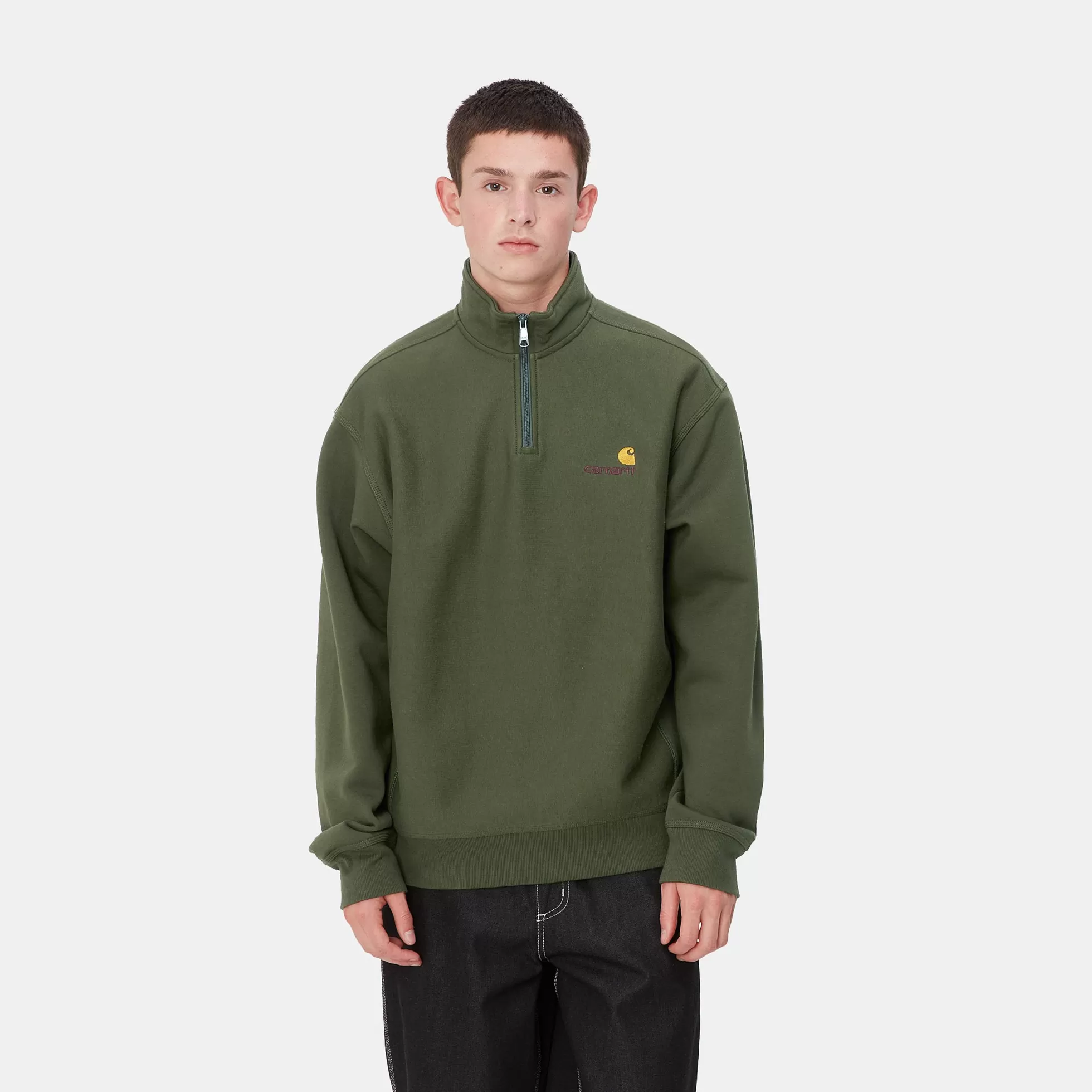 Sweats^Carhartt WIP Half Zip American Script Sweatshirt Tarragon