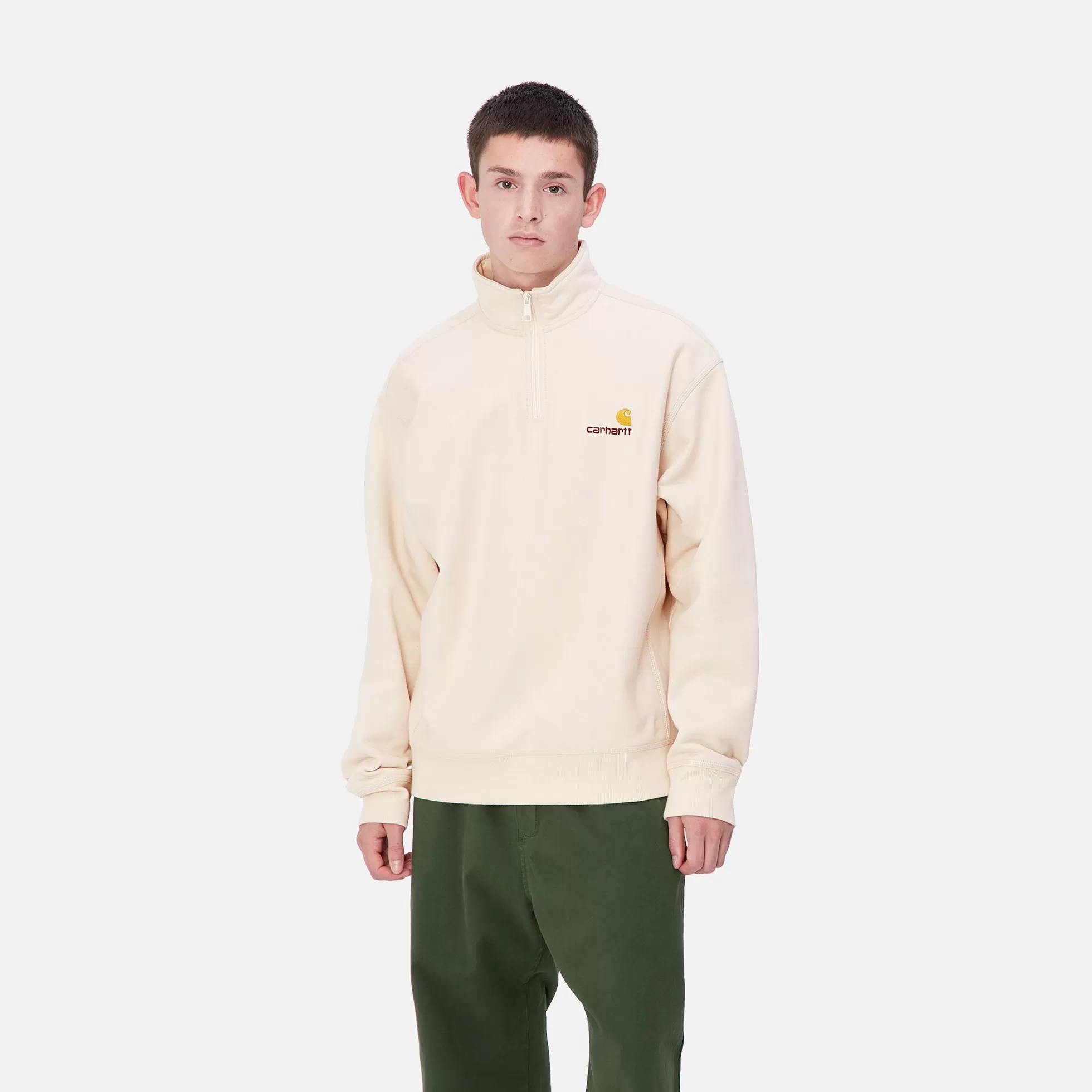 Sweats^Carhartt WIP Half Zip American Script Sweatshirt Moonbeam