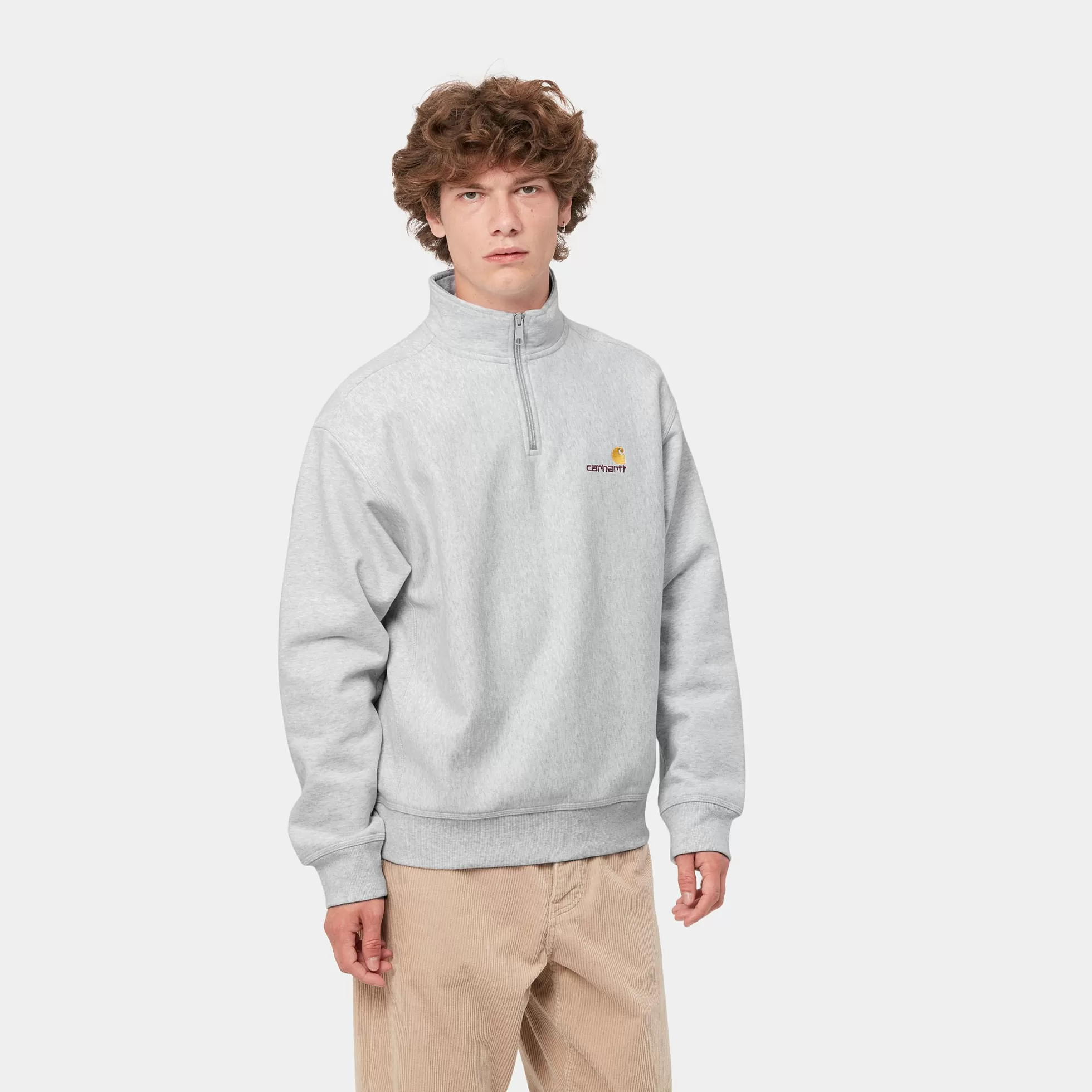 Sweats^Carhartt WIP Half Zip American Script Sweatshirt Ash Heather