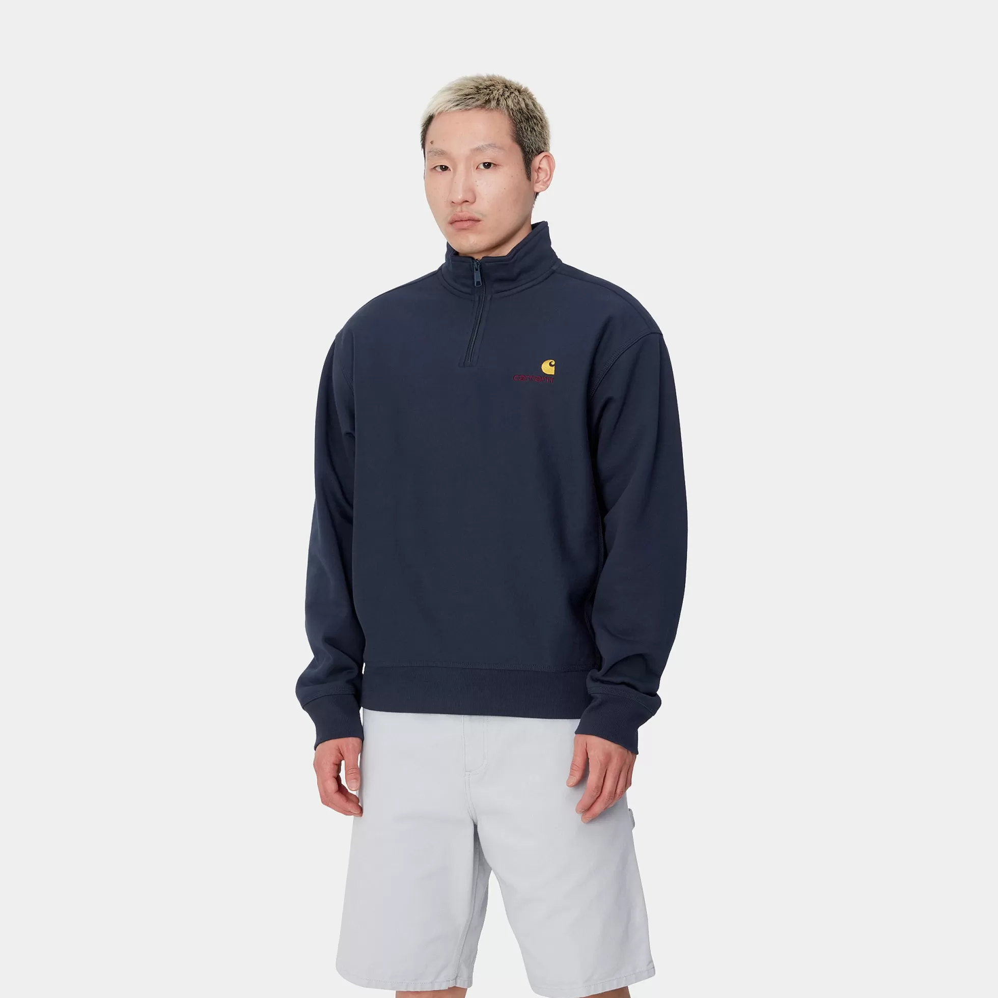 Sweats^Carhartt WIP Half Zip American Script Sweatshirt Air Force Blue