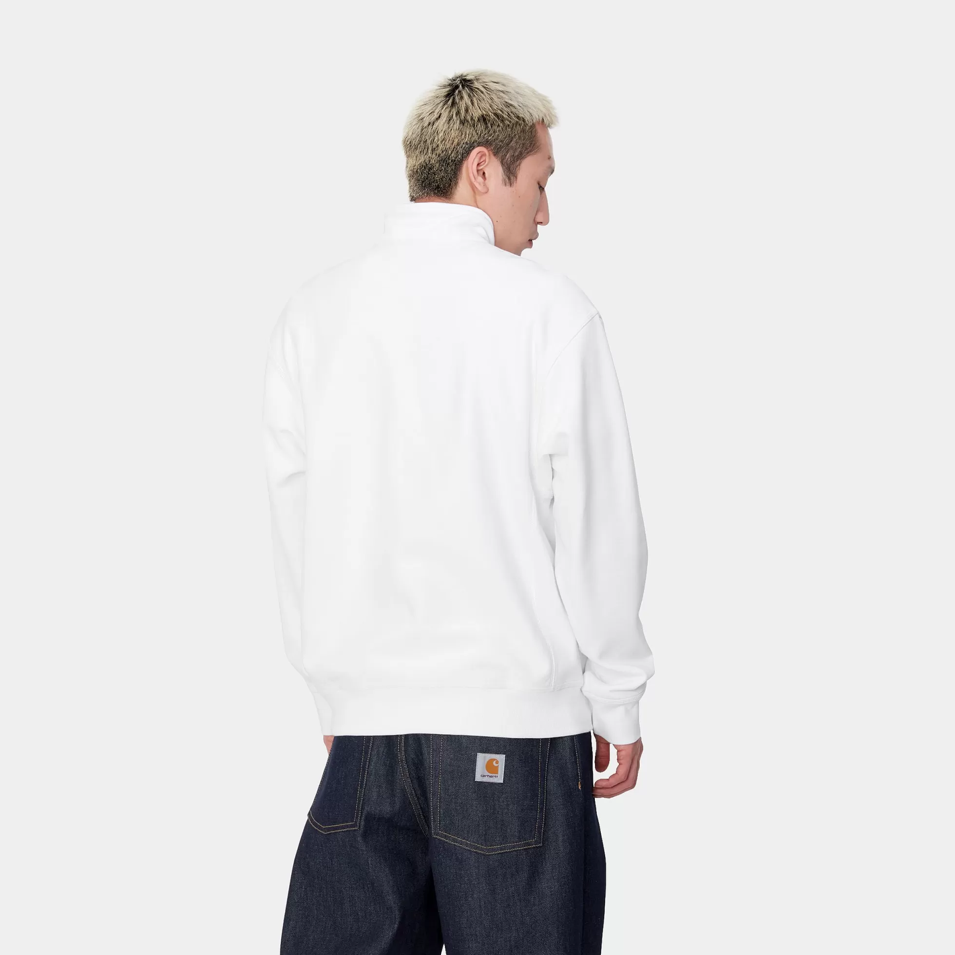 Sweats^Carhartt WIP Half Zip American Script Sweatshirt White