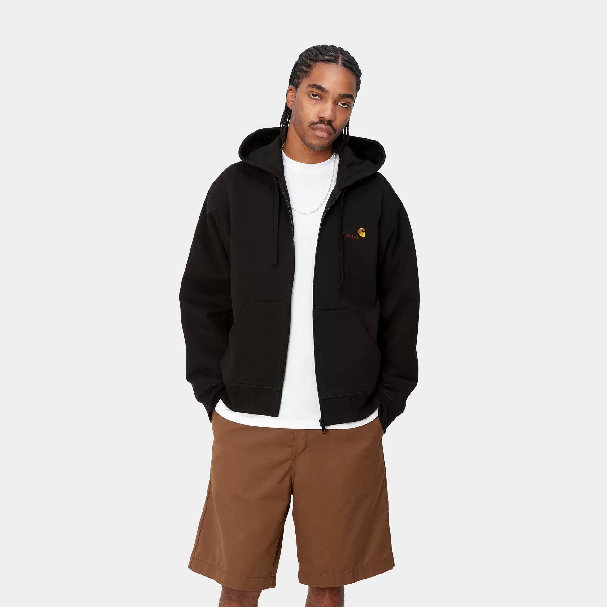 Sweats^Carhartt WIP Hooded American Script Jacket Black