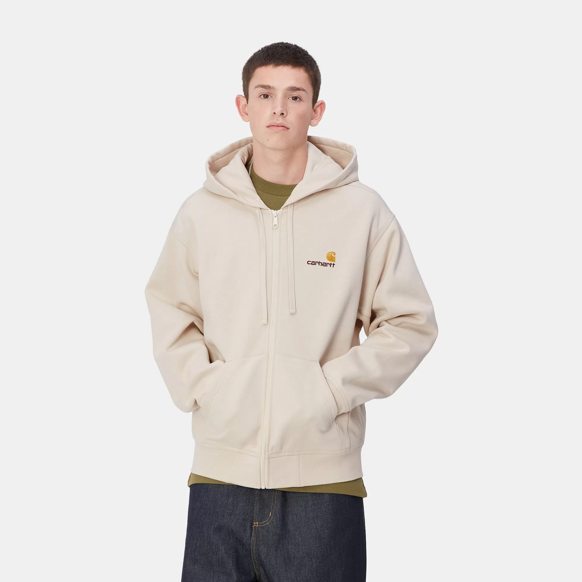 Sweats^Carhartt WIP Hooded American Script Jacket Moonbeam