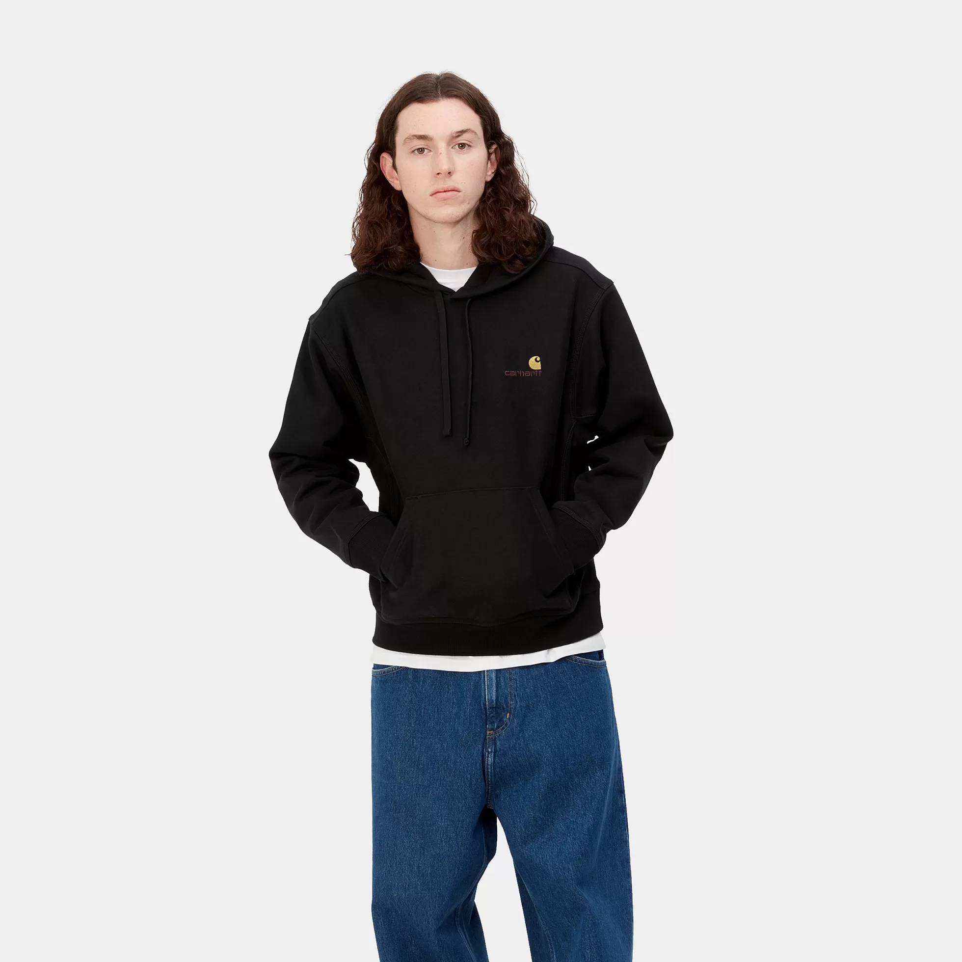 Sweats^Carhartt WIP Hooded American Script Sweatshirt Black