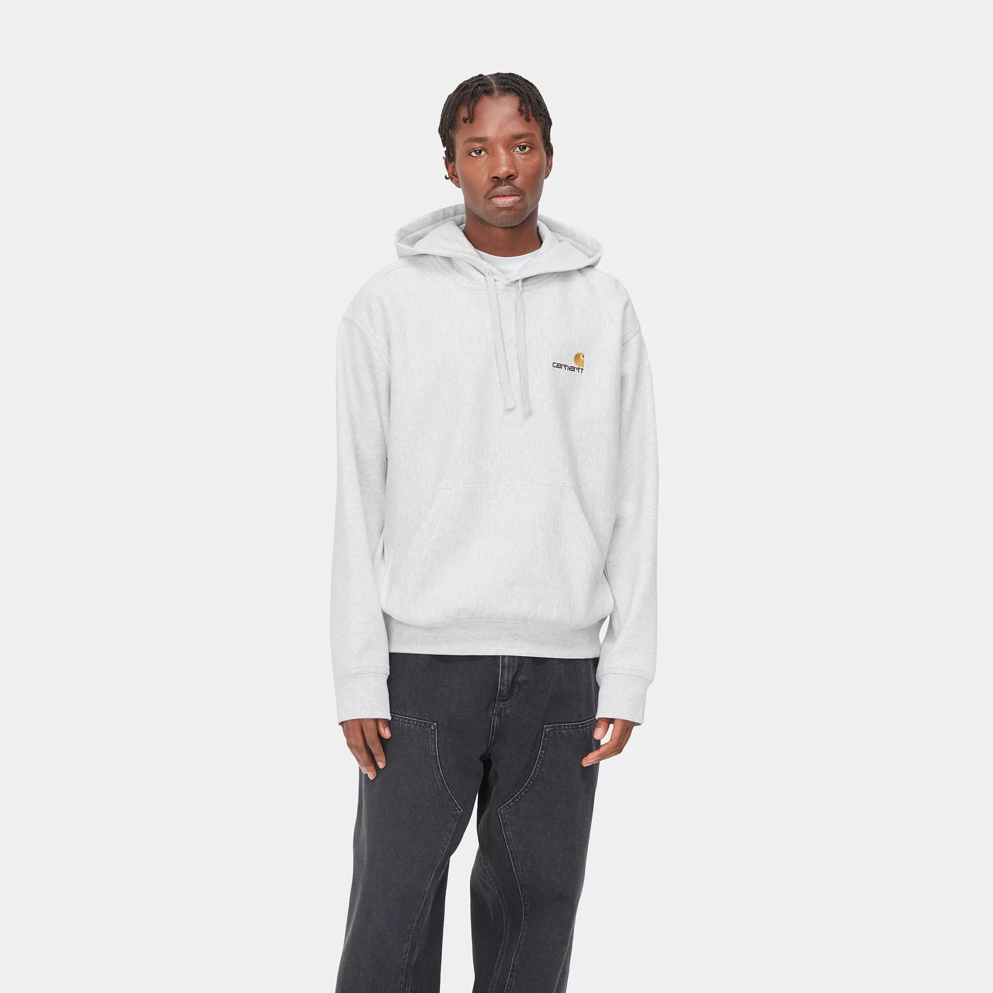 Sweats^Carhartt WIP Hooded American Script Sweatshirt Ash Heather