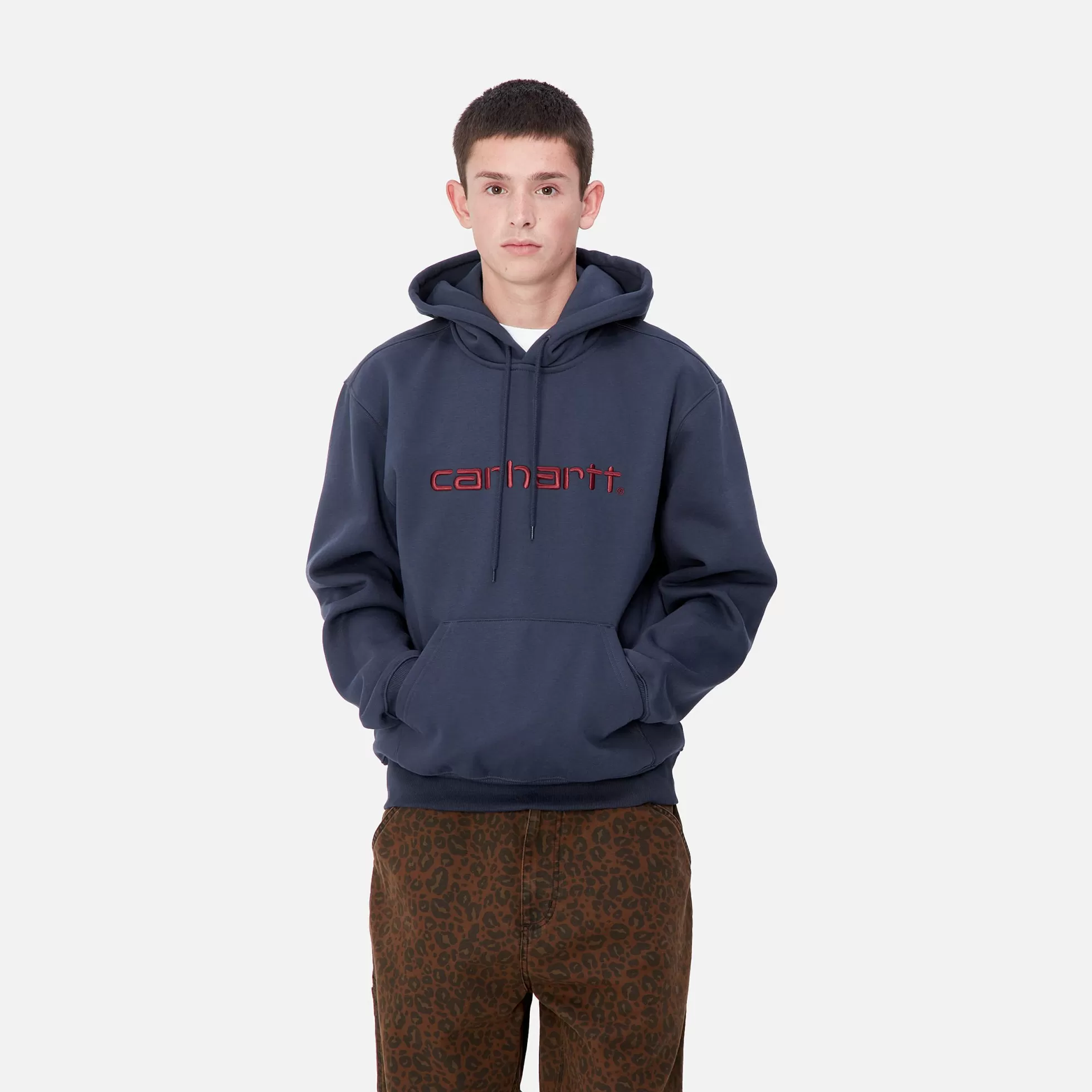 Sweats^Carhartt WIP Hooded Carhartt Sweatshirt Air Force Blue / Malbec