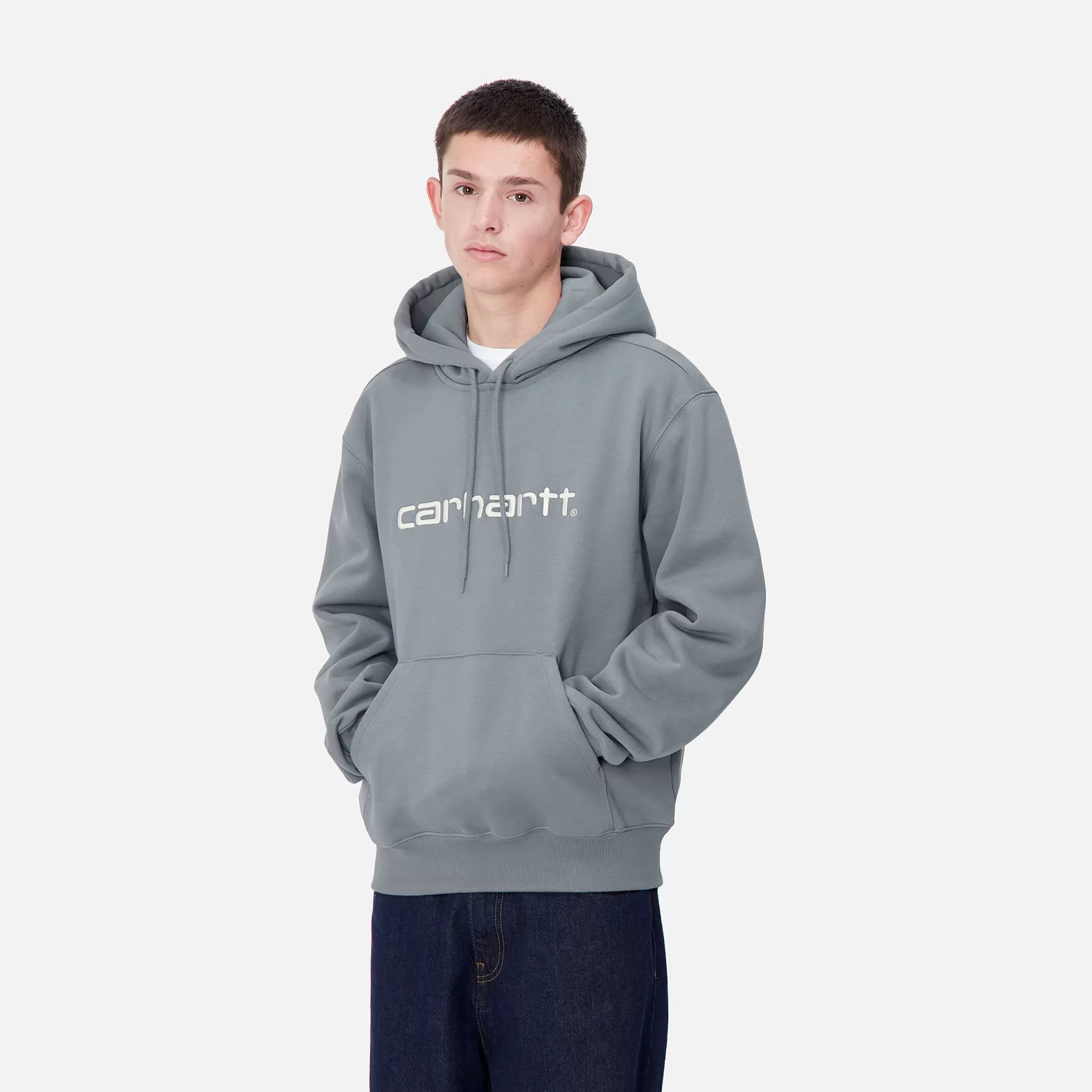 Sweats^Carhartt WIP Hooded Carhartt Sweatshirt Dove Grey / Wax