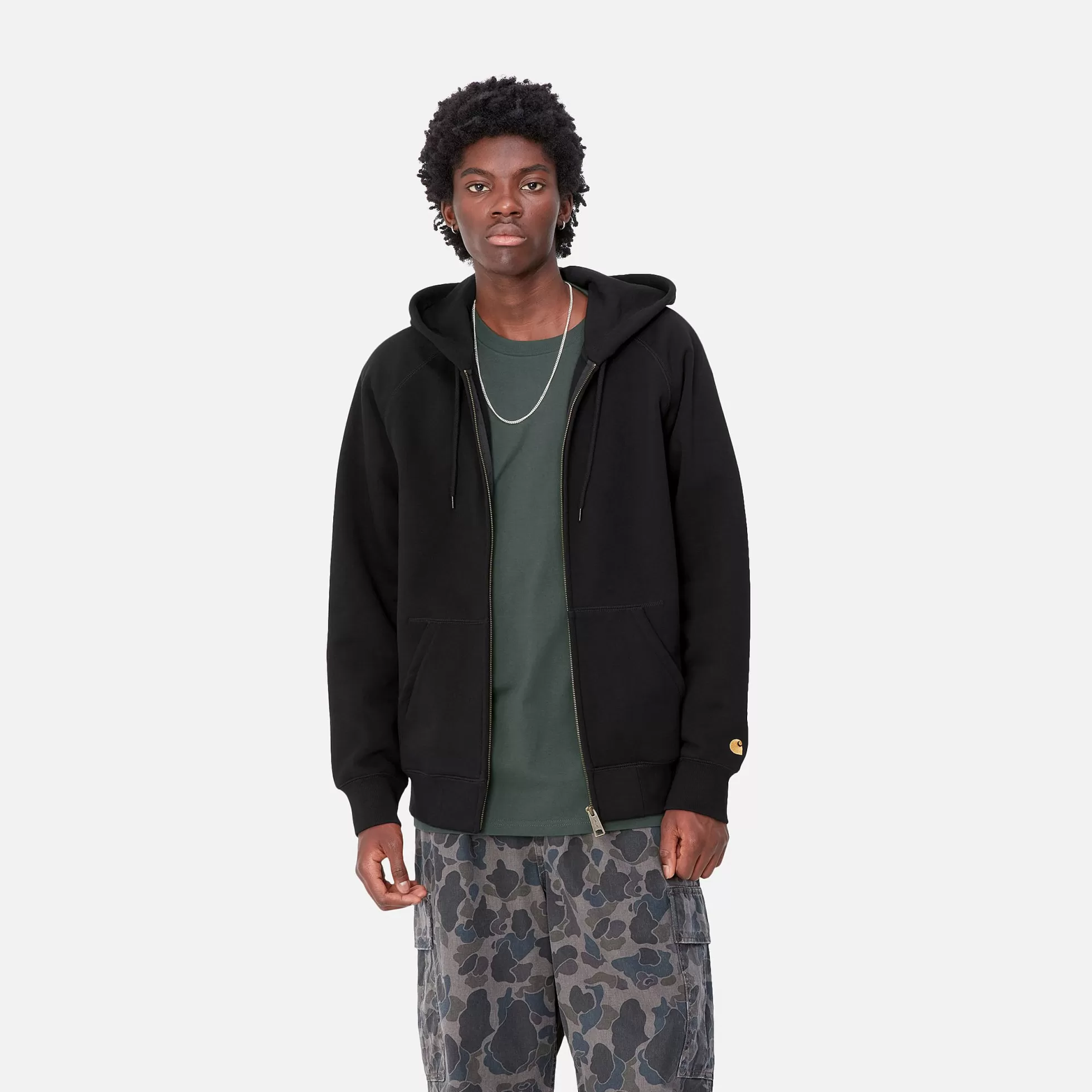 Sweats^Carhartt WIP Hooded Chase Jacket Black / Gold