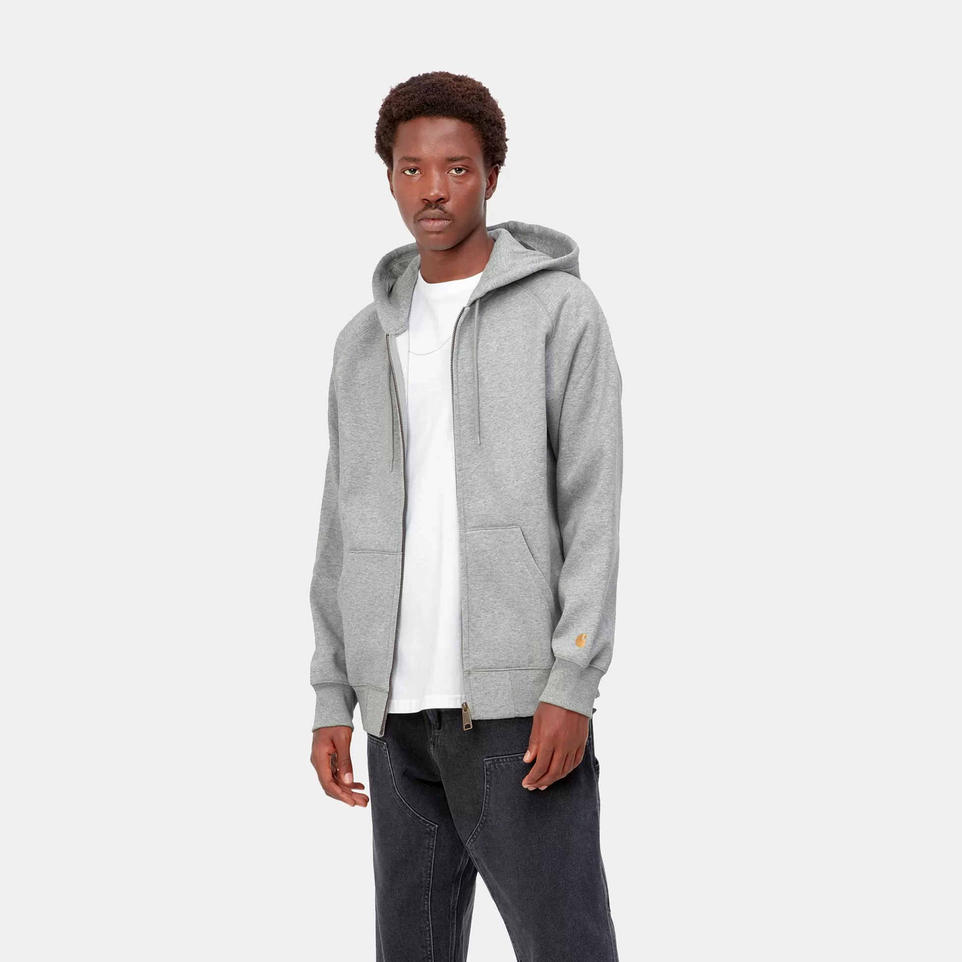 Sweats^Carhartt WIP Hooded Chase Jacket Grey Heather / Gold