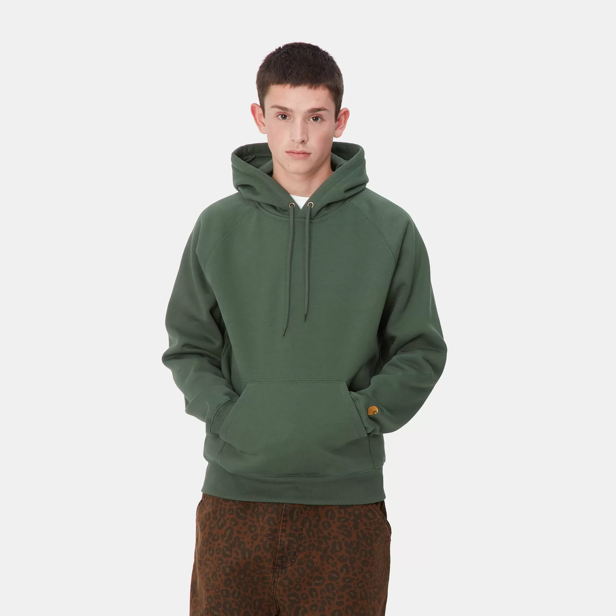 Sweats^Carhartt WIP Hooded Chase Sweatshirt Sycamore Tree / Gold