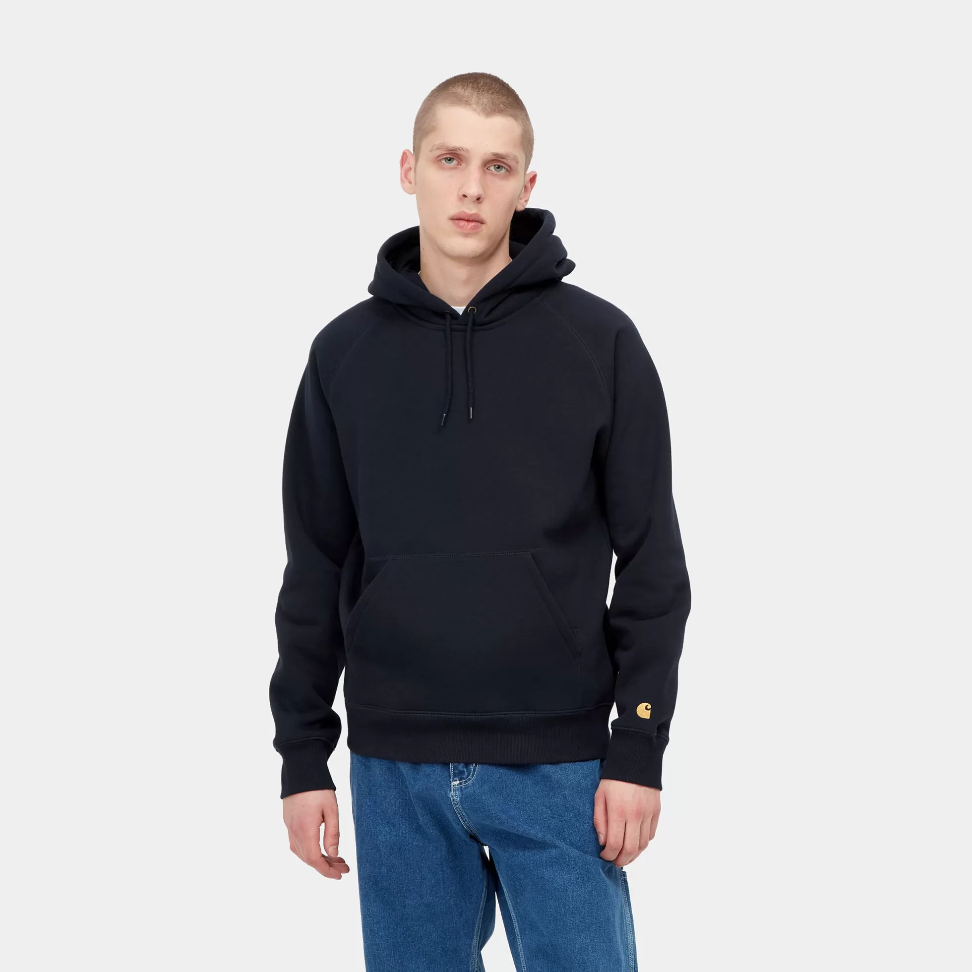 Sweats^Carhartt WIP Hooded Chase Sweatshirt Dark Navy / Gold