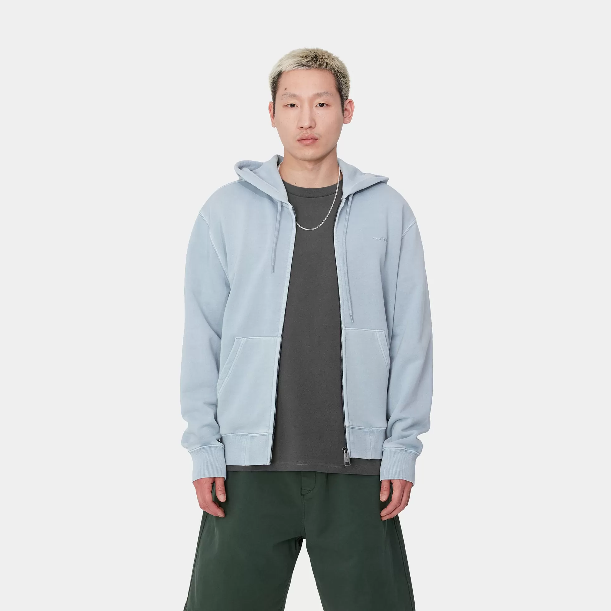 Sweats^Carhartt WIP Hooded Duster Script Jacket Misty Sky