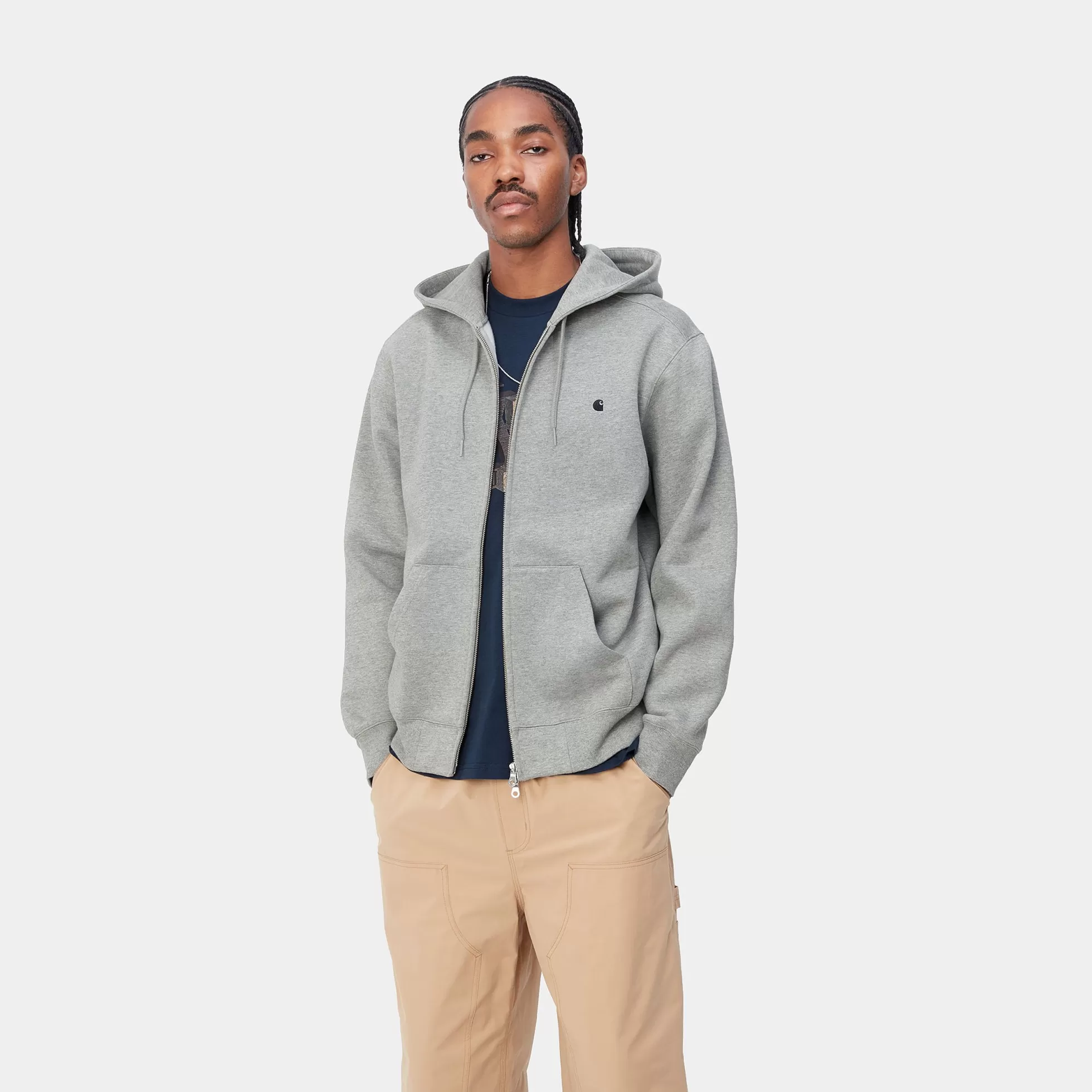 Vestes Et Manteaux | Sweats^Carhartt WIP Hooded Madison Jacket Grey Heather / Dark Navy