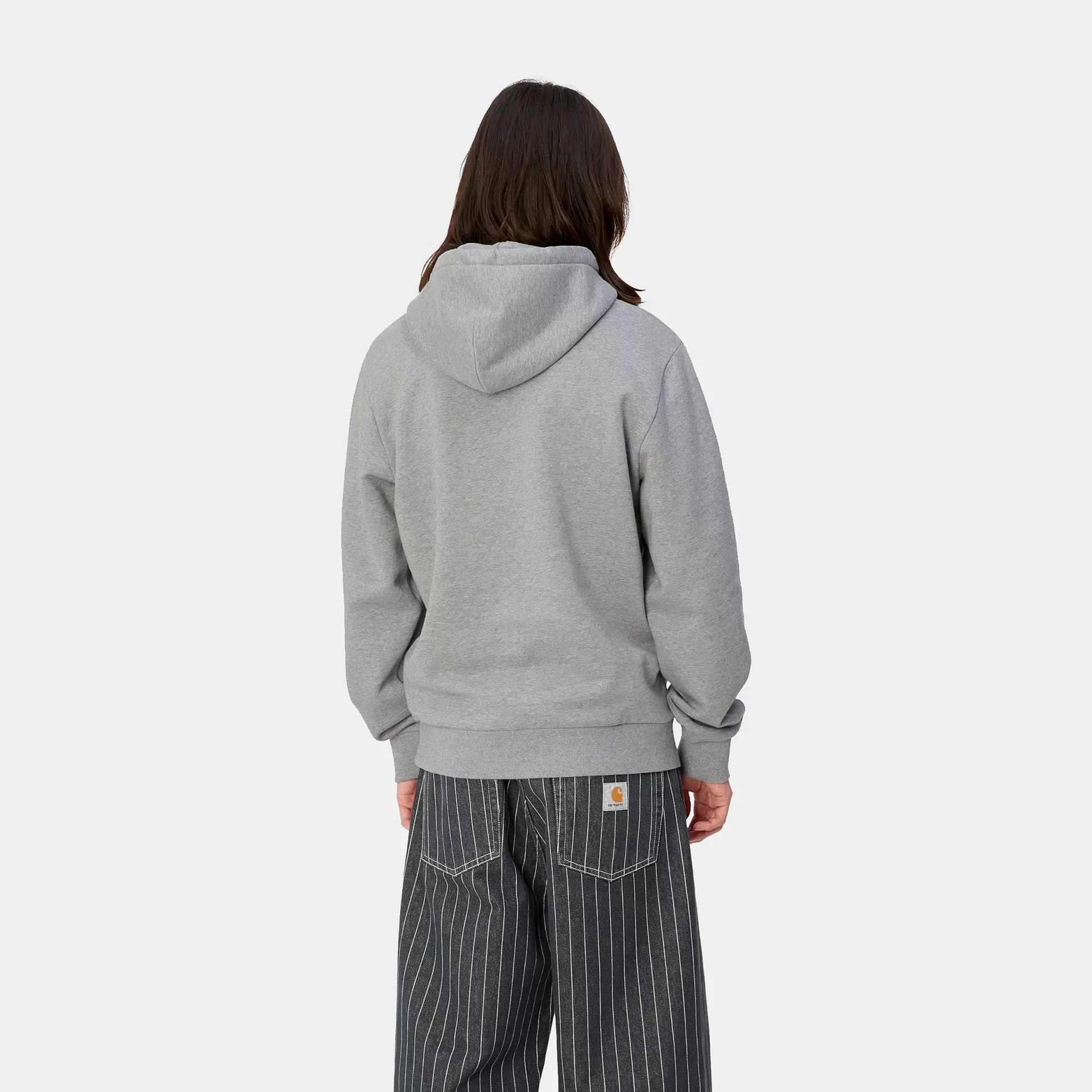 Sweats^Carhartt WIP Hooded Script Embroidery Sweat Grey Heather / White