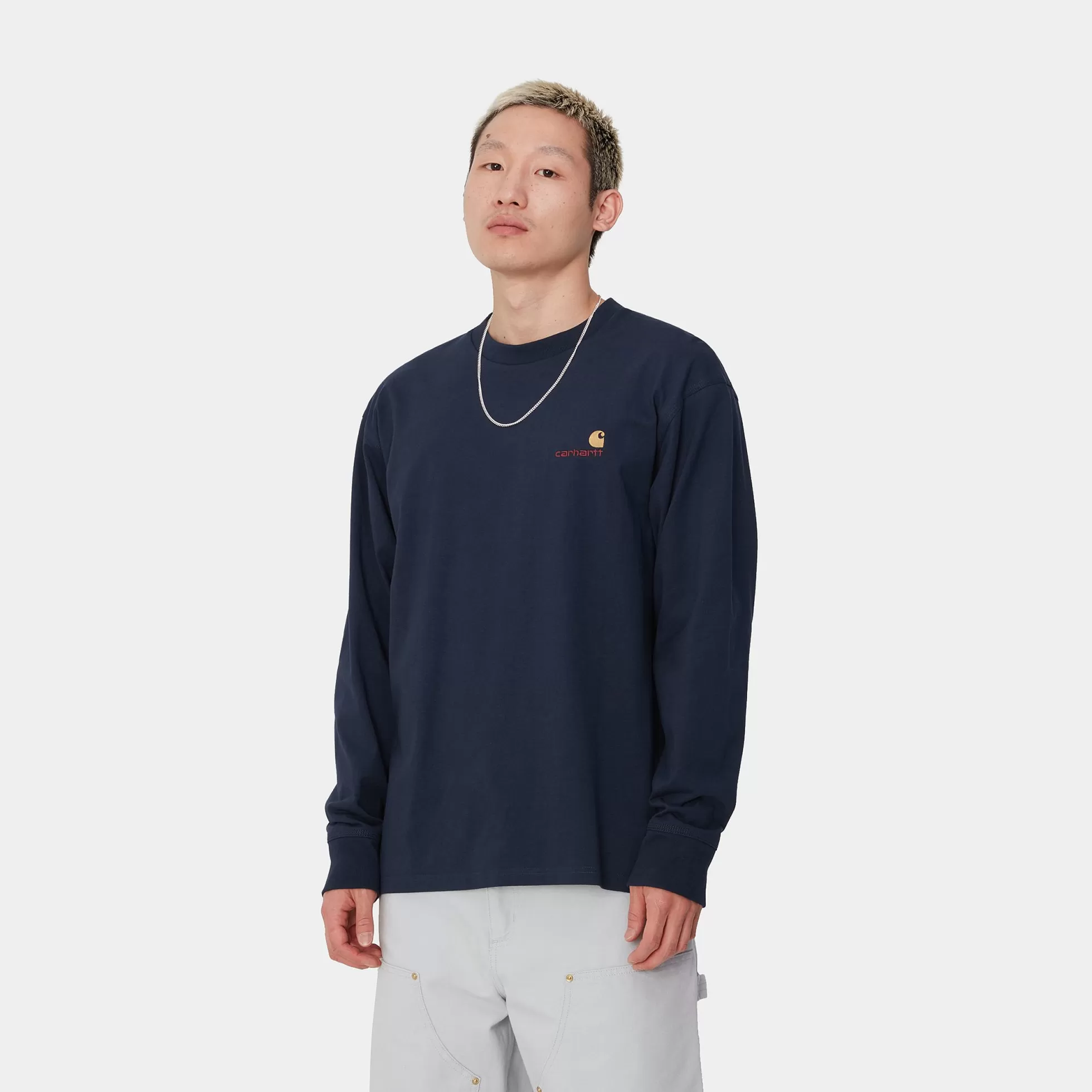 T-Shirts & Polos^Carhartt WIP L/S American Script T-Shirt Air Force Blue