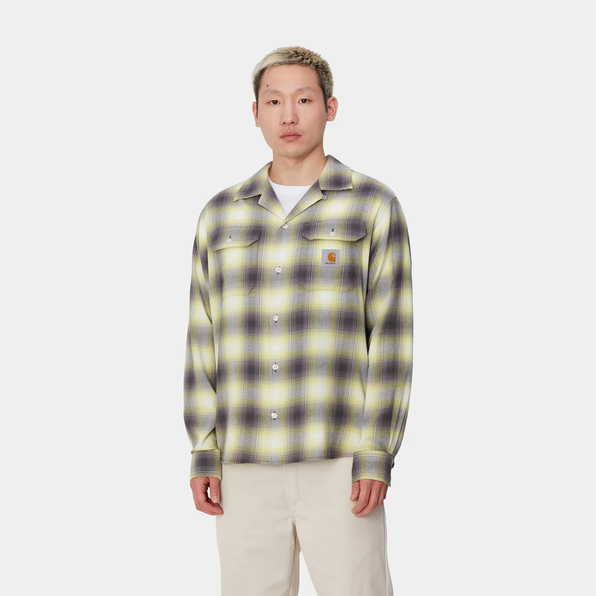 Chemises^Carhartt WIP L/S Blanchard Shirt Blanchard Check, Arctic Lime