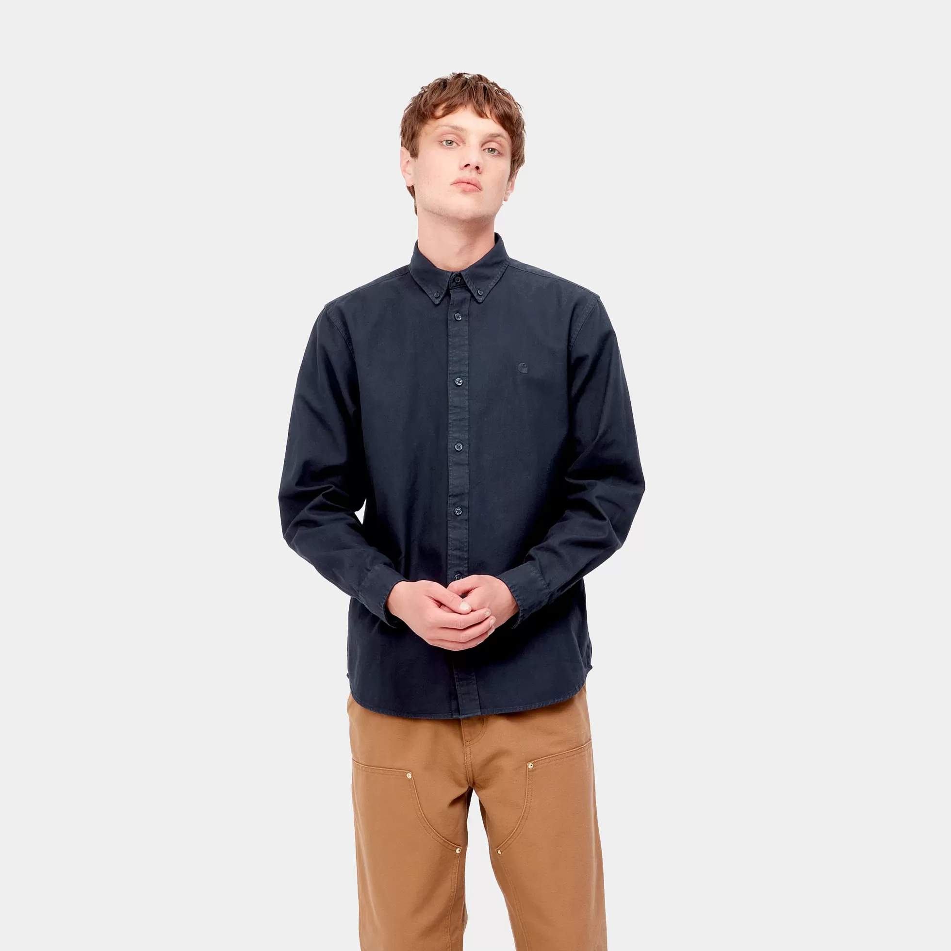 Chemises^Carhartt WIP L/S Bolton Shirt Dark Navy