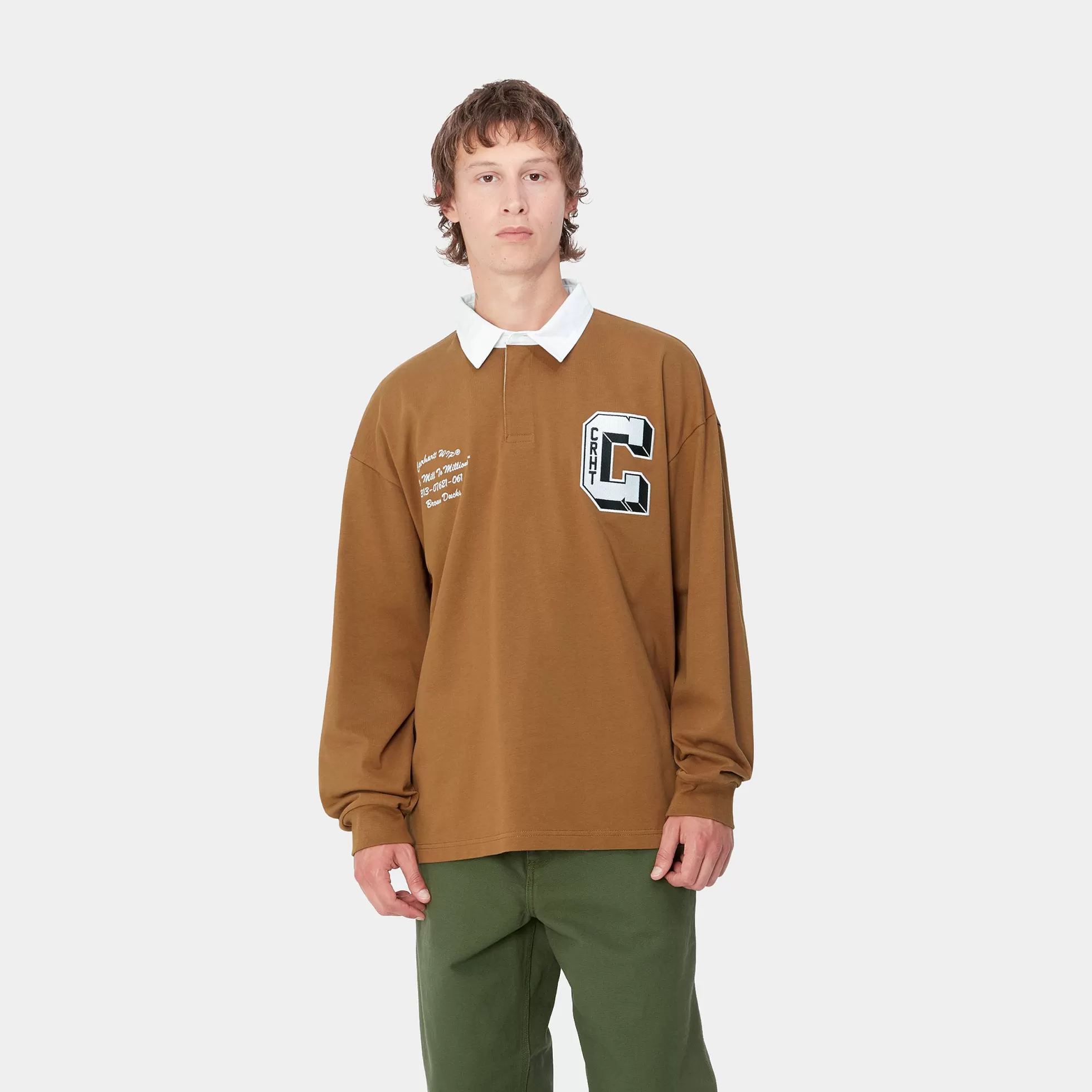 T-Shirts & Polos^Carhartt WIP L/S Brown Ducks Rugby Shirt Hamilton Brown / White