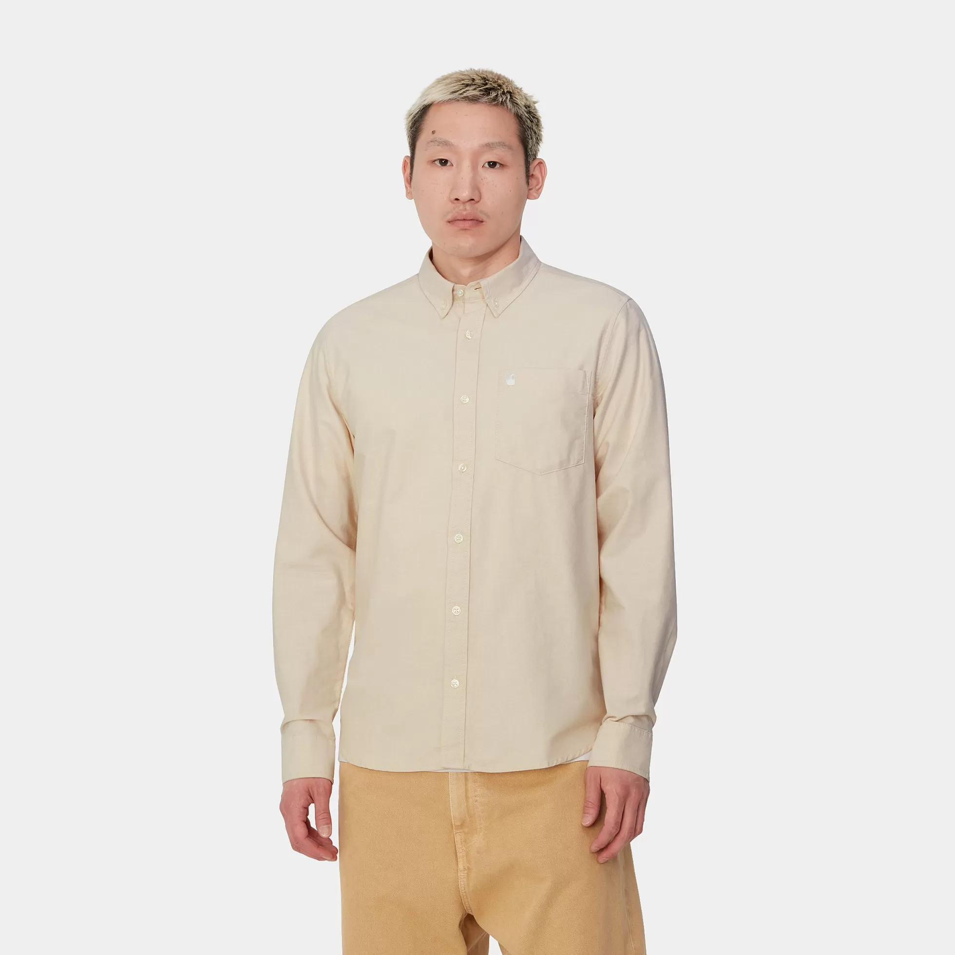 Chemises^Carhartt WIP L/S C-Logo Shirt Cornsilk / White