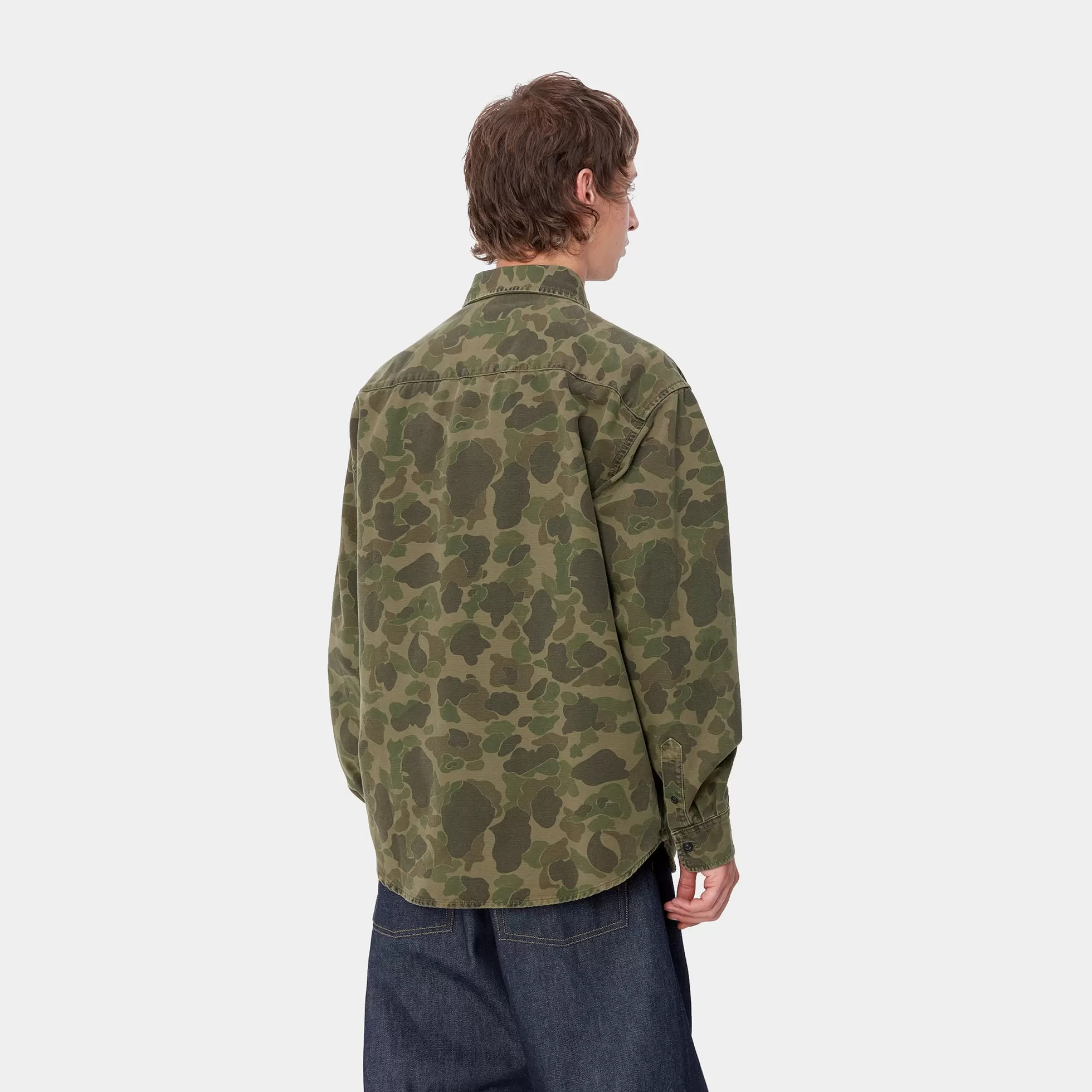 Chemises^Carhartt WIP L/S Duck Shirt Camo Duck, Green / Office Green