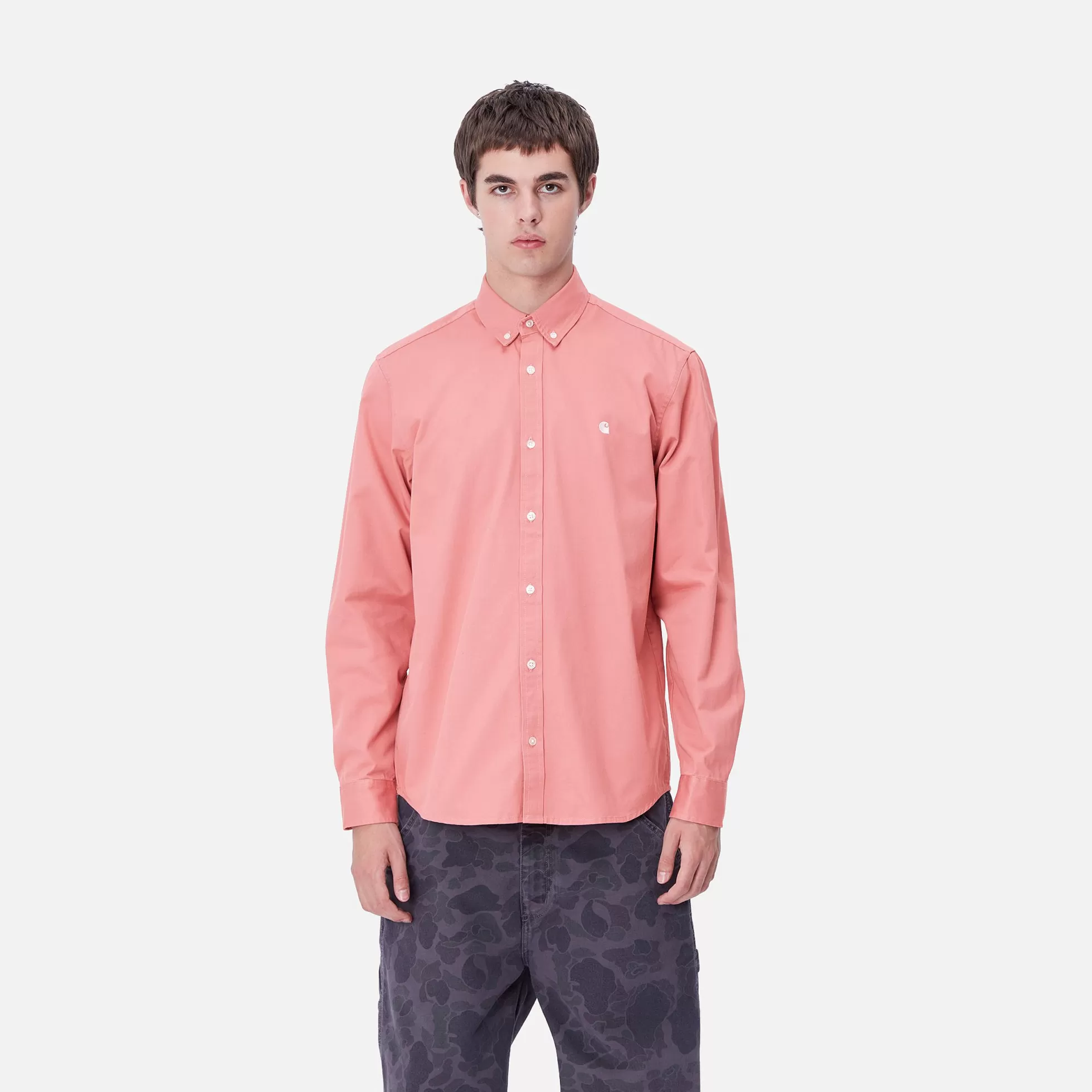 Chemises^Carhartt WIP L/S Madison Shirt Dusty Rose / Wax