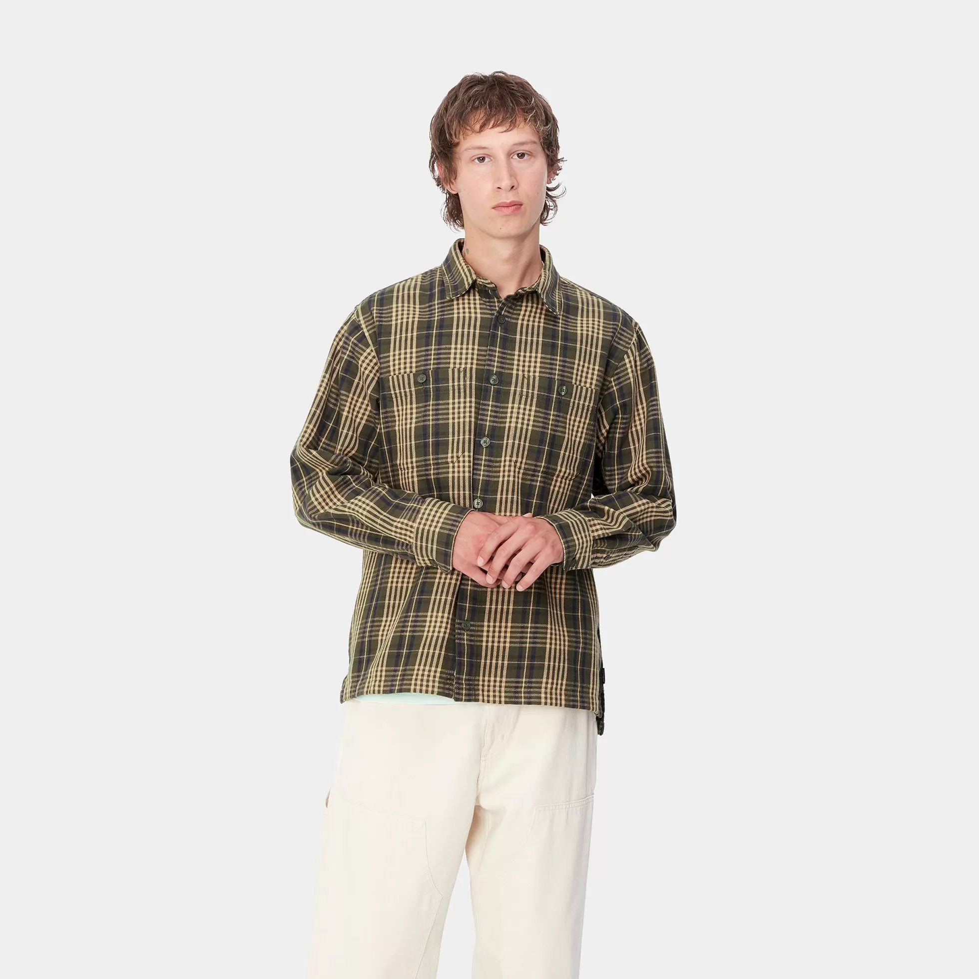 Chemises^Carhartt WIP L/S Mandlik Shirt Mandlik Check, Office Green