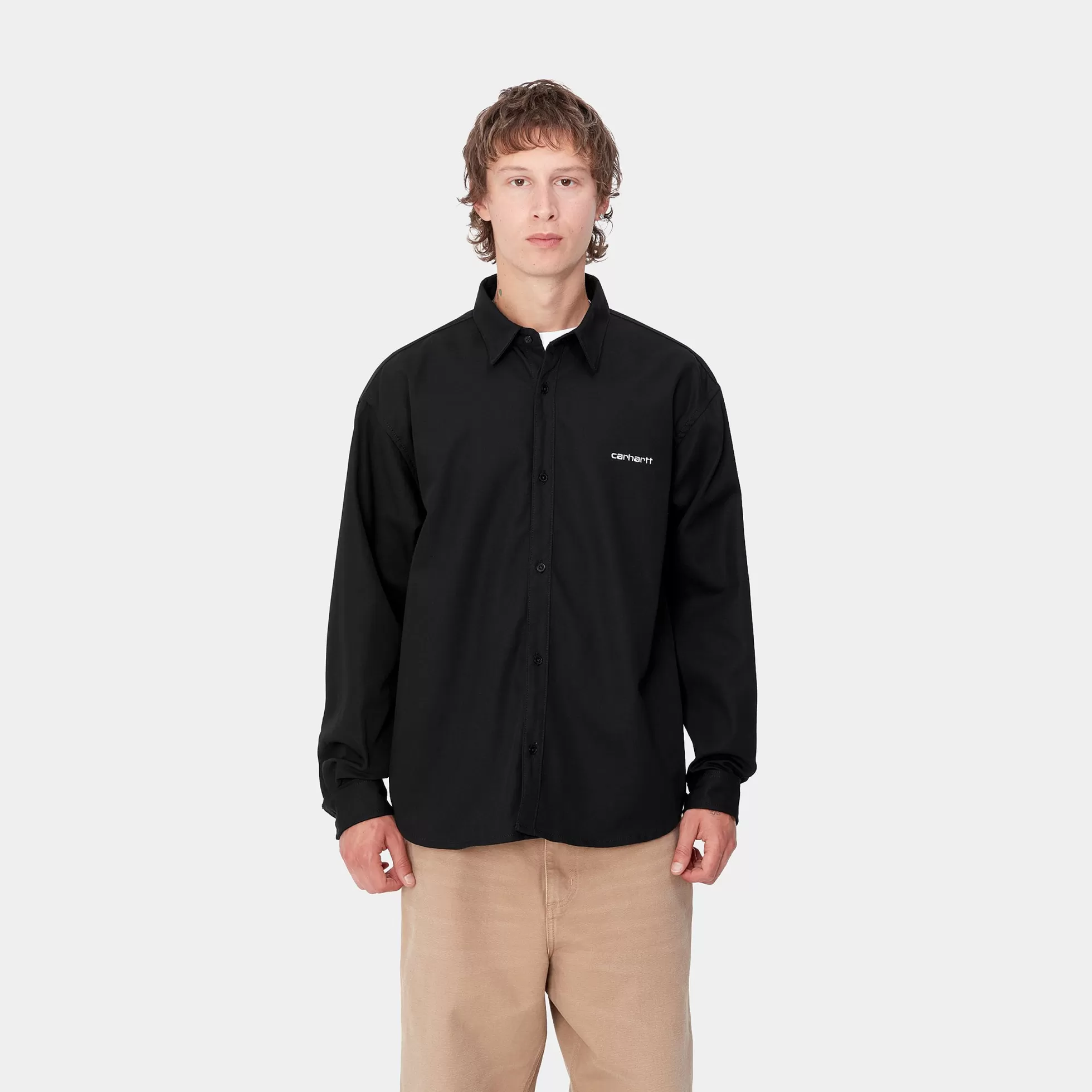 Chemises^Carhartt WIP L/S Module Script Shirt Black / White