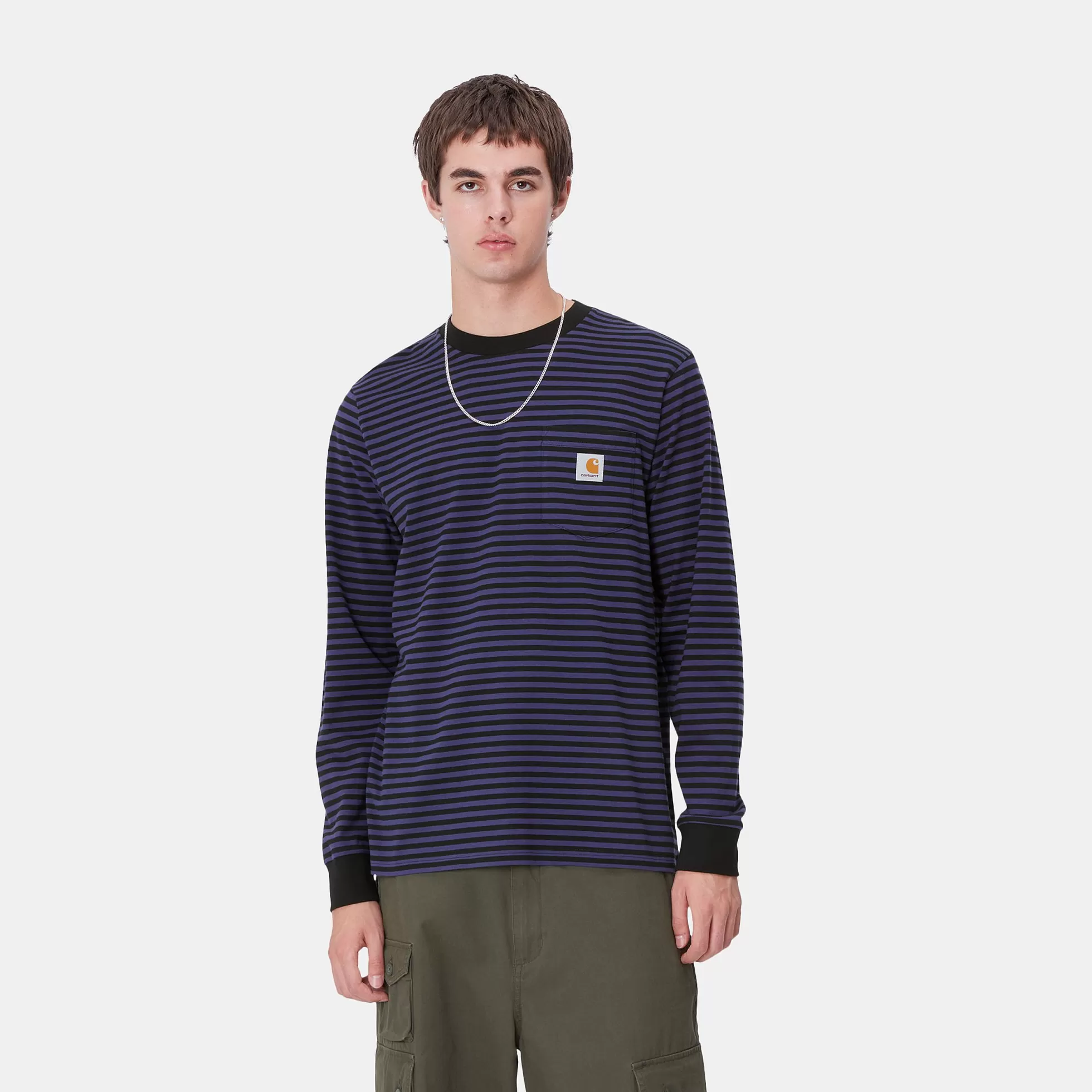 T-Shirts & Polos^Carhartt WIP L/S Verner Pocket T-Shirt Verner Stripe, Black / Aura