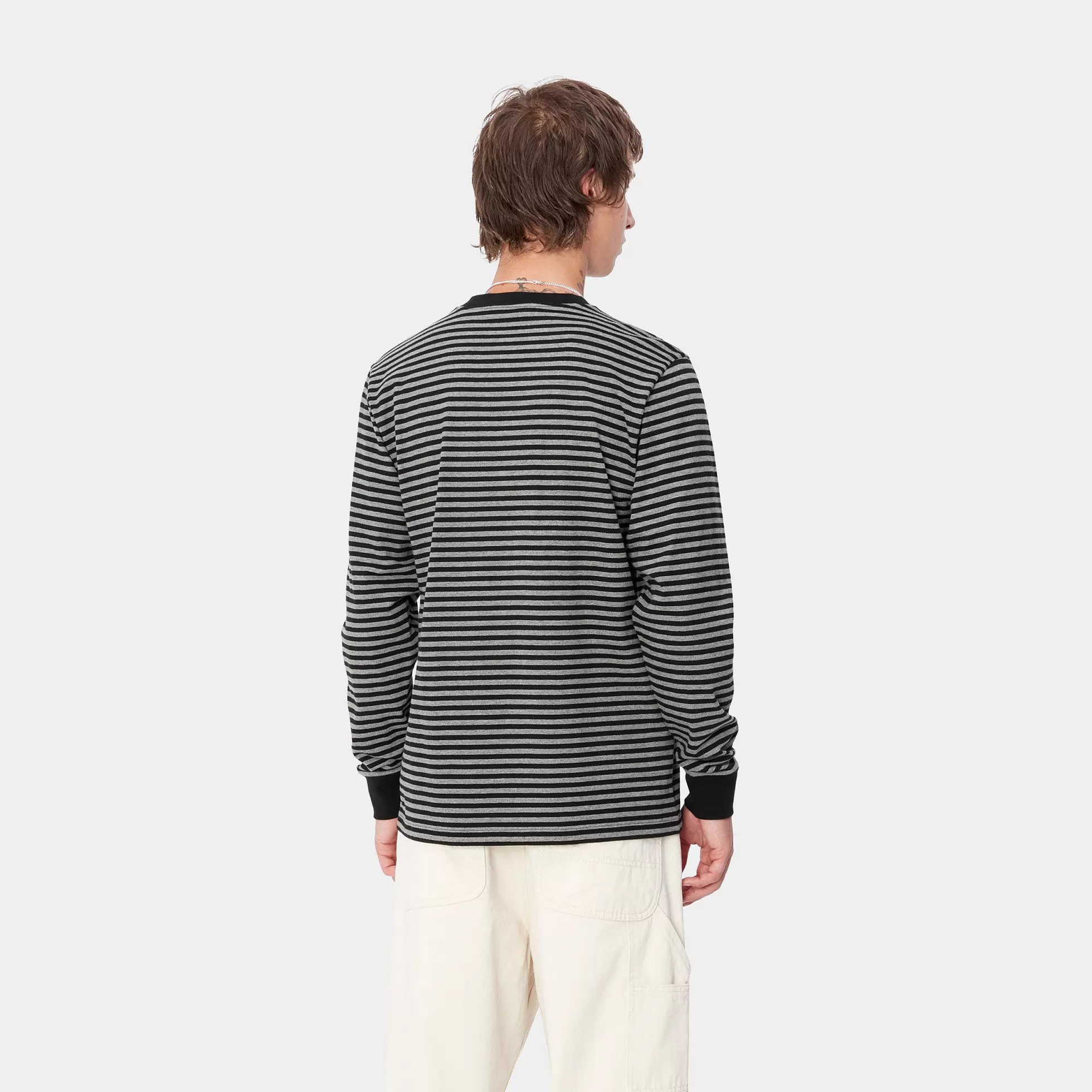 T-Shirts & Polos^Carhartt WIP L/S Verner Pocket T-Shirt Verner Stripe, Black / Dark Grey Heather