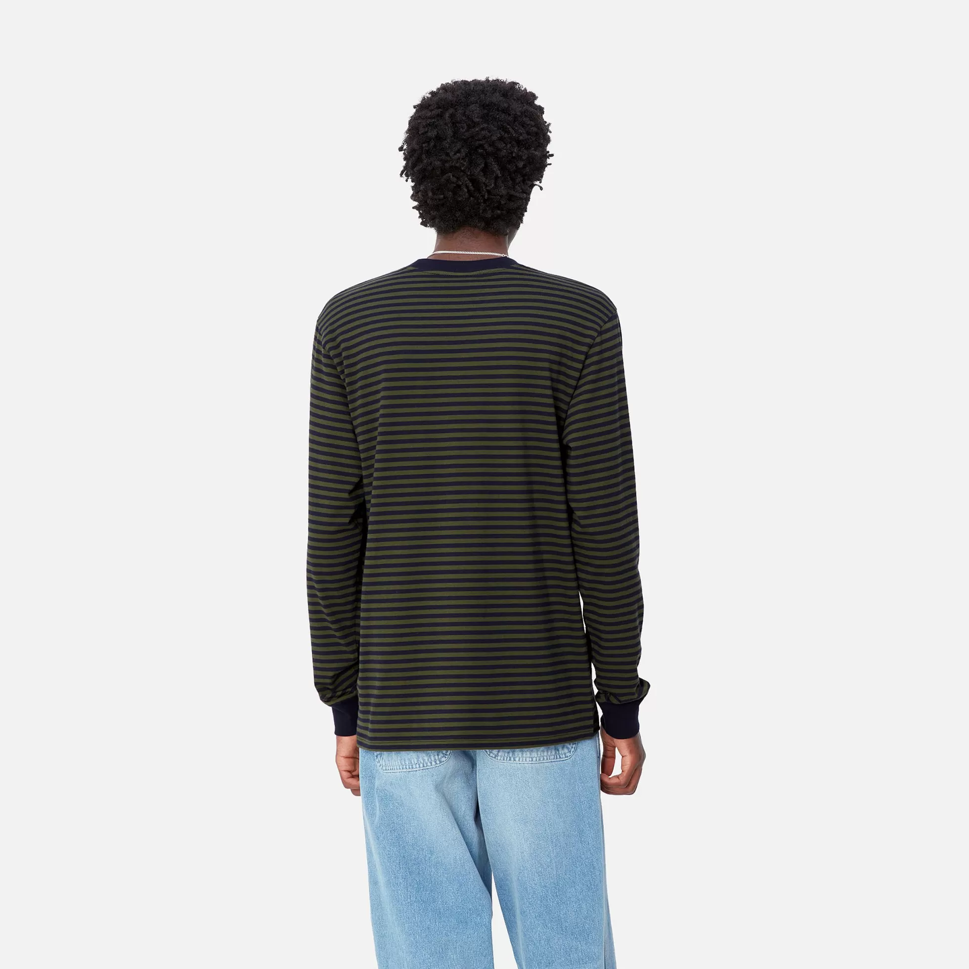 T-Shirts & Polos^Carhartt WIP L/S Verner Pocket T-Shirt Verner Stripe, Dark Navy / Office Green