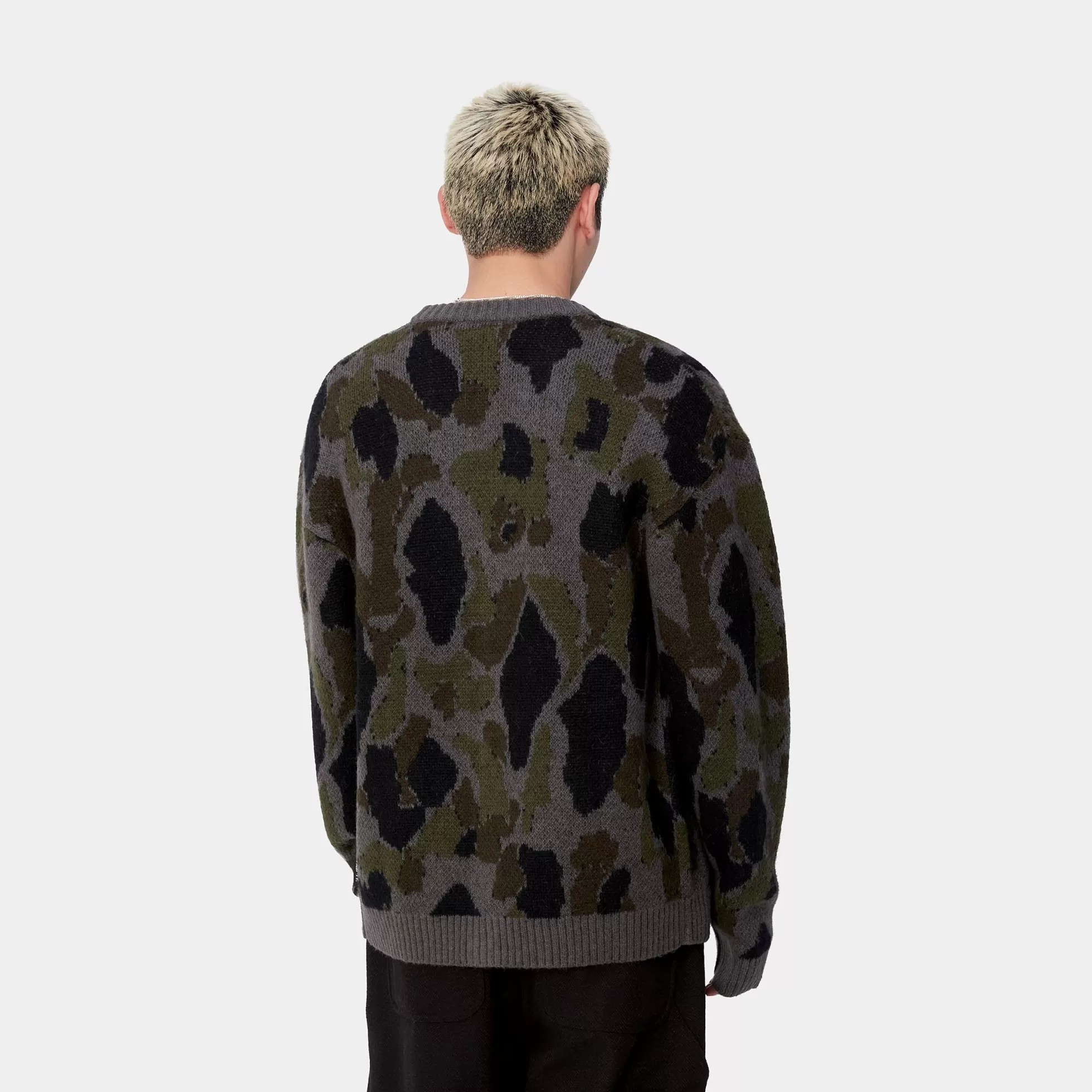 Mailles^Carhartt WIP Merton Cardigan Camo Duck Jacquard, Grey