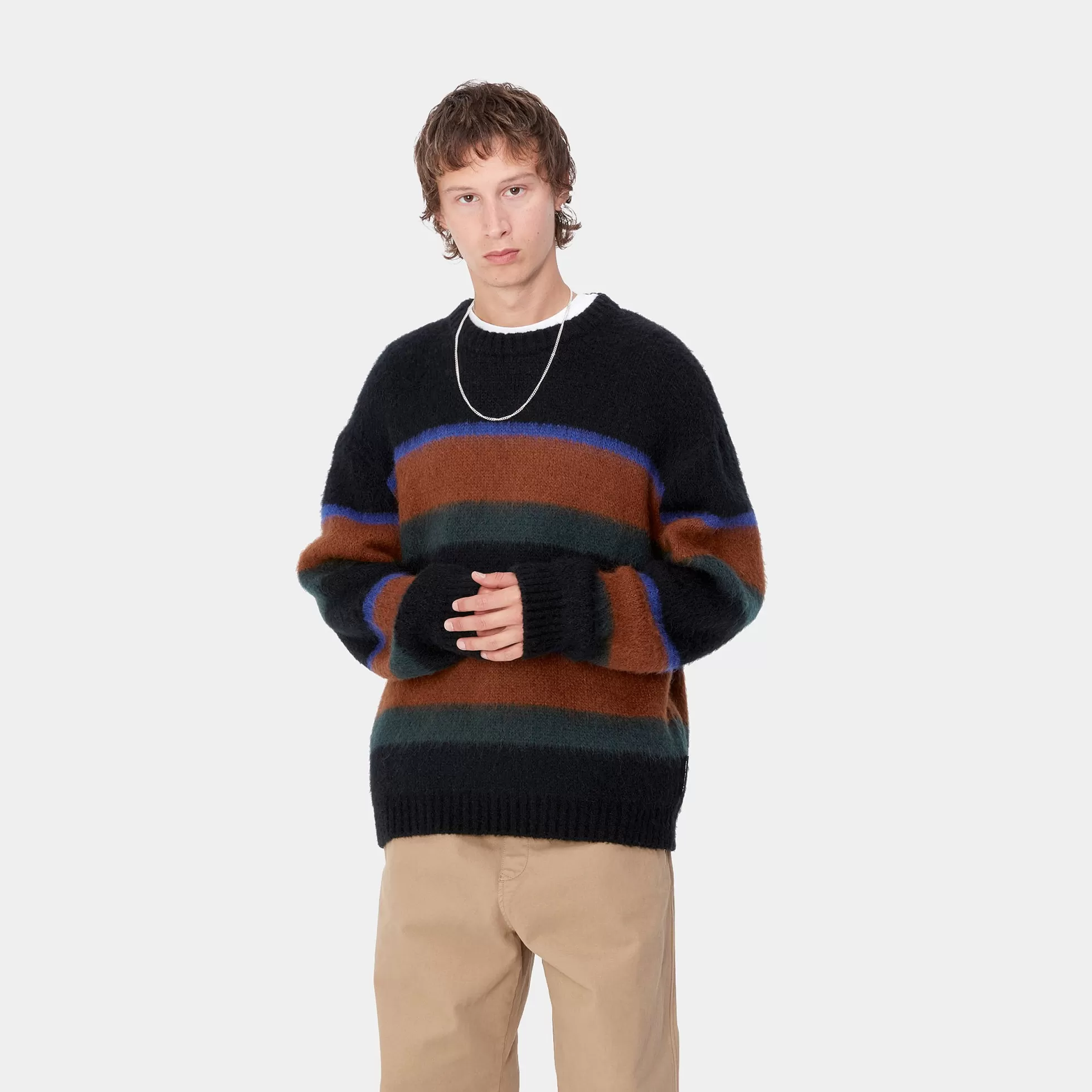 Mailles^Carhartt WIP Merton Sweater Sundling Stripe, Deep H Brown