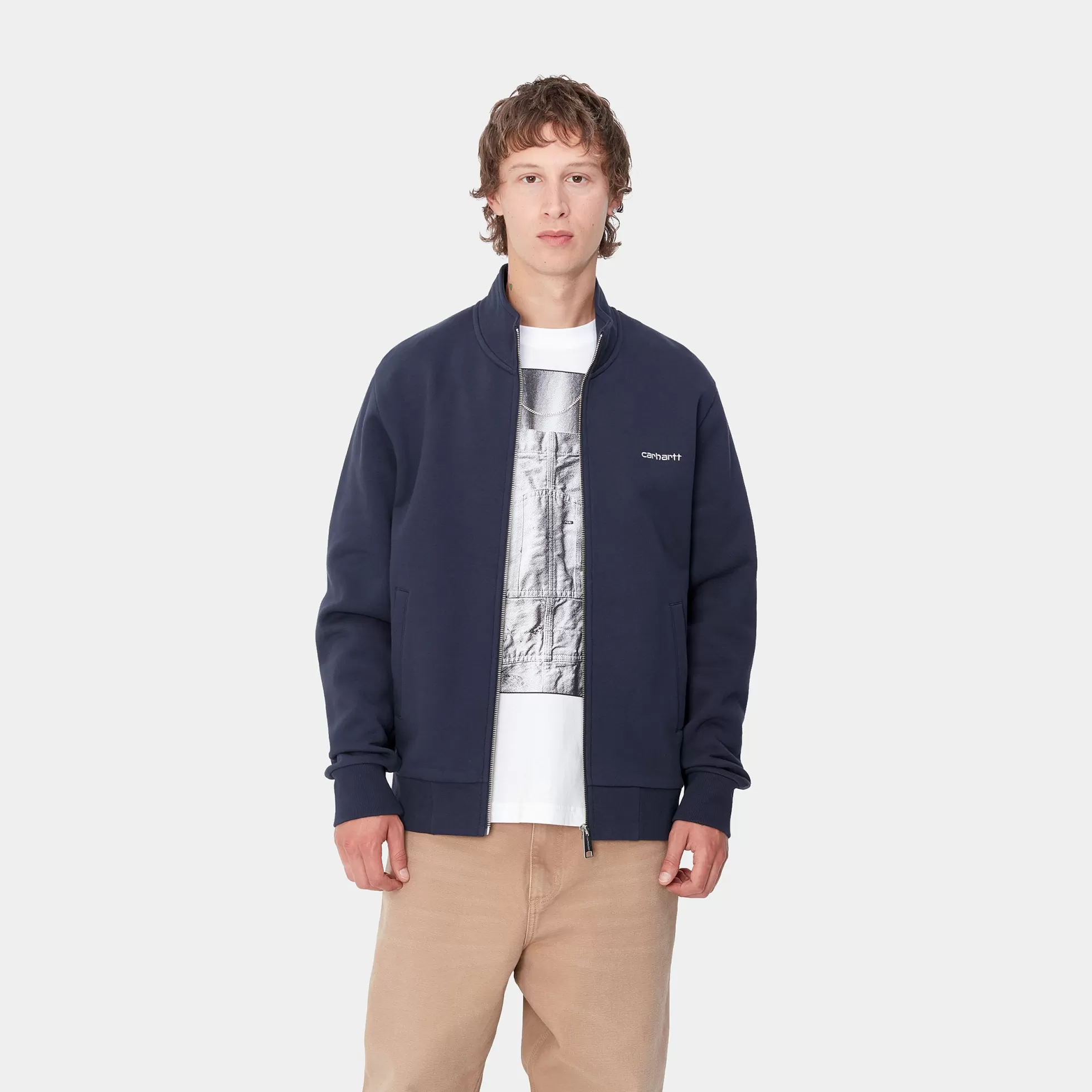 Sweats^Carhartt WIP Script Embroidery Jacket Air Force Blue / White