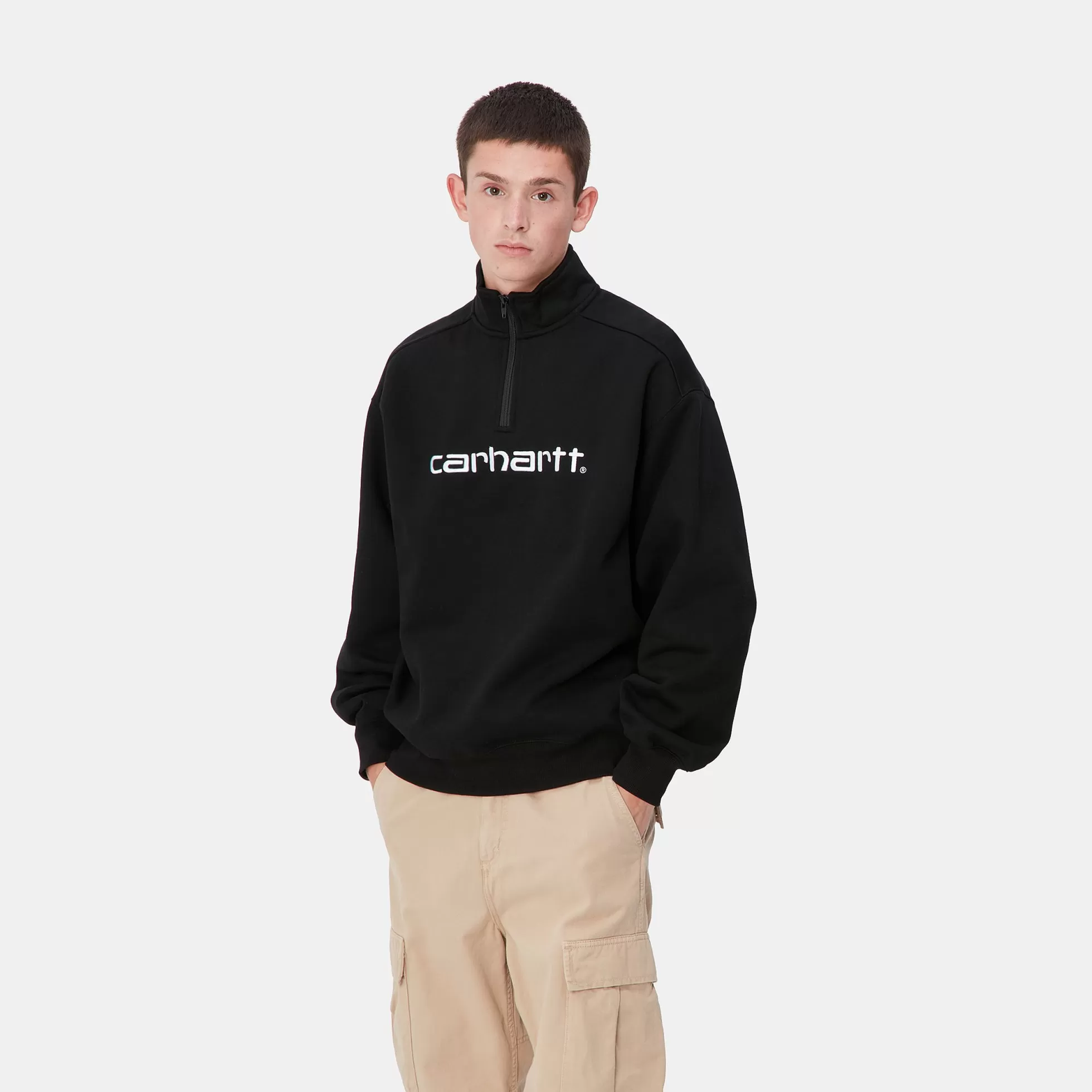 Sweats^Carhartt WIP Script Half Zip Sweatshirt Black / White