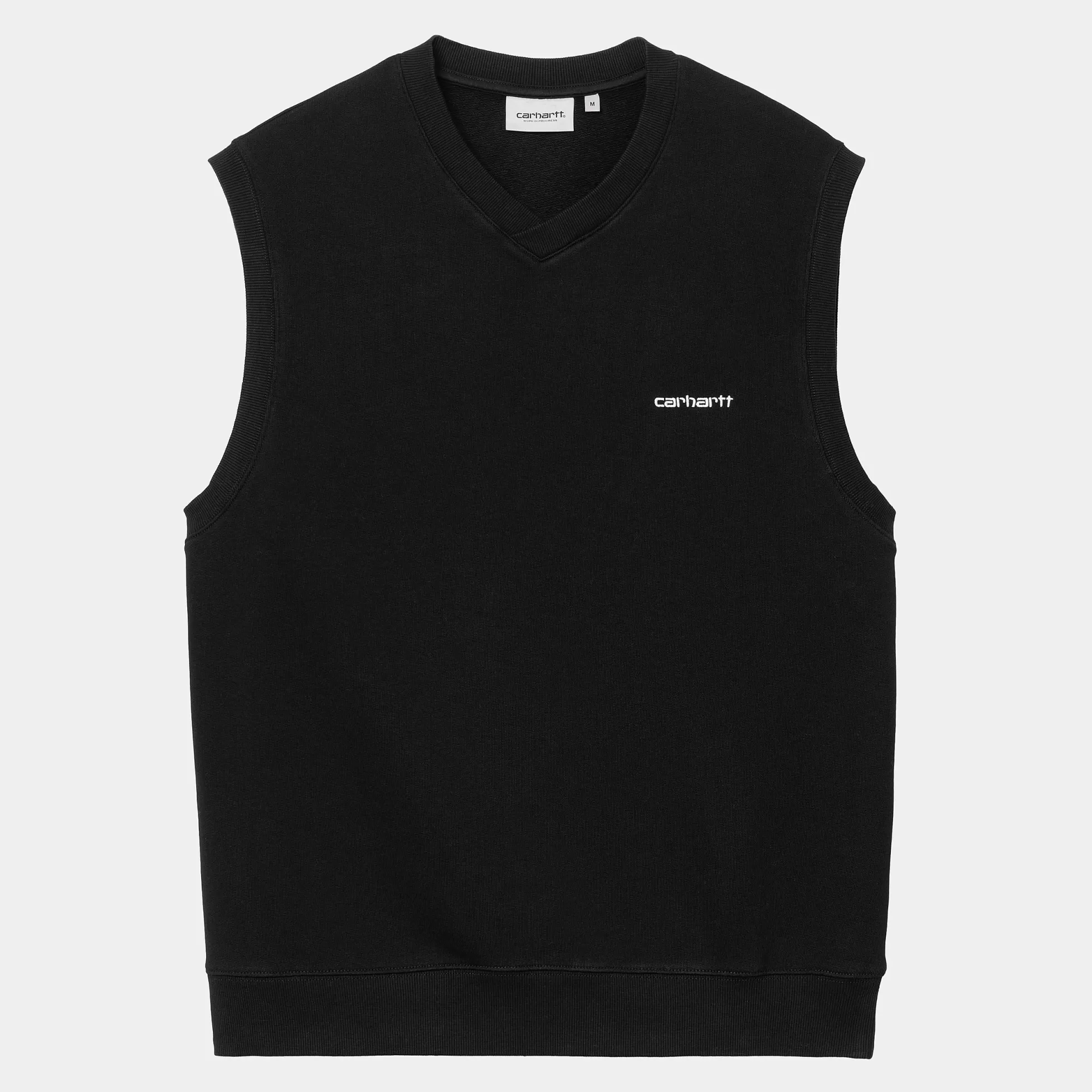 Sweats^Carhartt WIP Script V-Neck Vest Sweatshirt Black / White