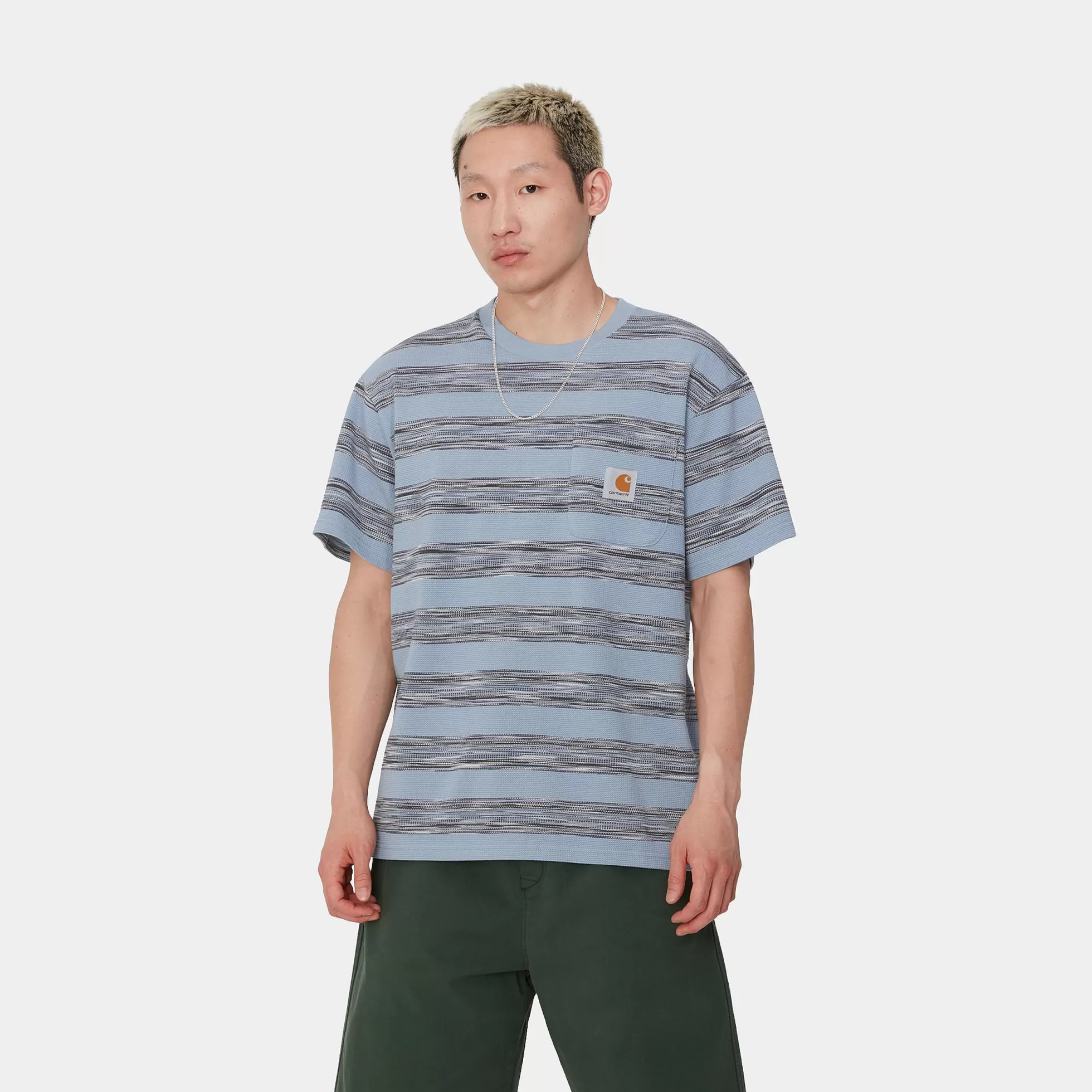 T-Shirts & Polos^Carhartt WIP S/S Dodson Pocket T-Shirt Dodson Stripe Horizontal, Misty Sky