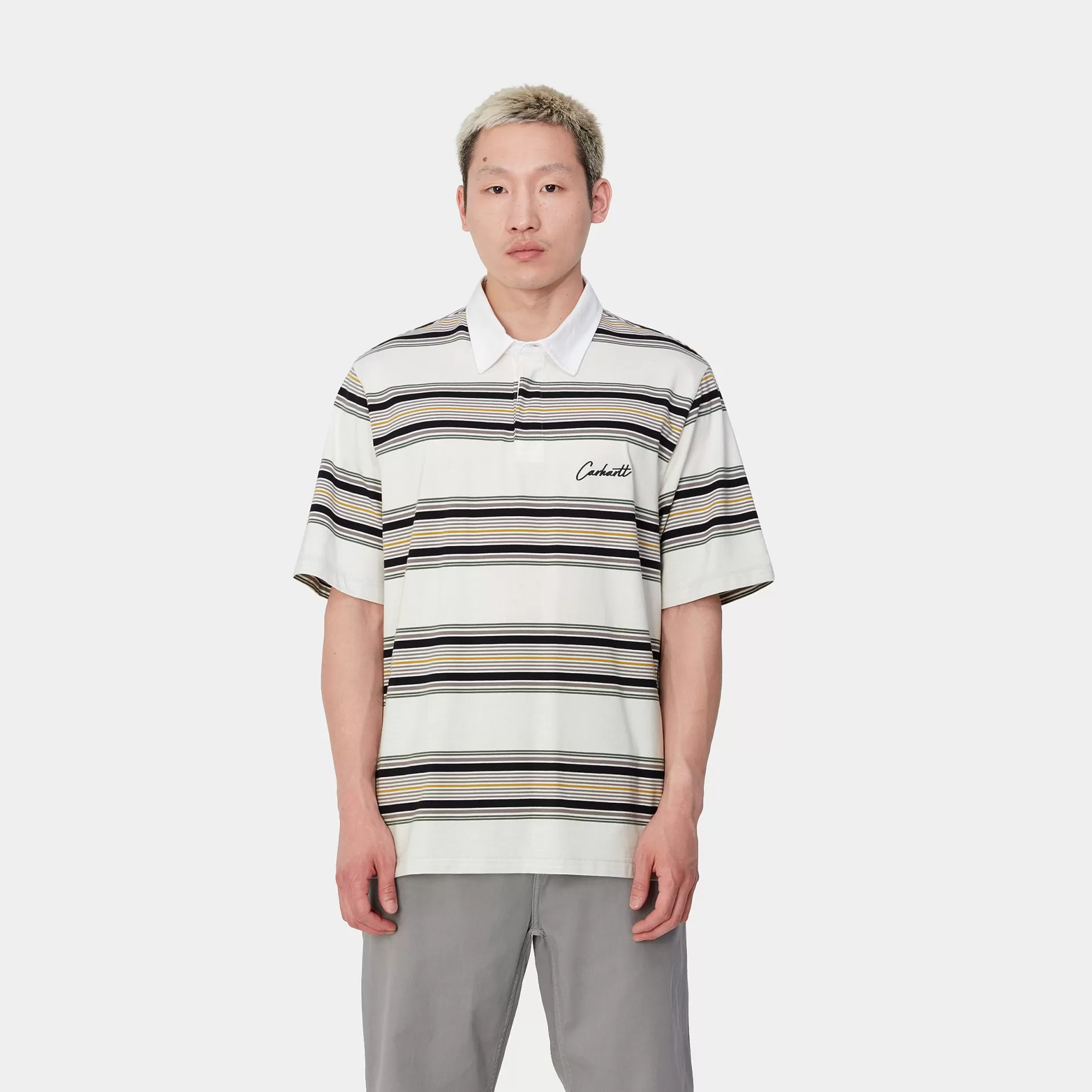 T-Shirts & Polos^Carhartt WIP S/S Gaines Rugby Shirt Gaines Stripe, Wax