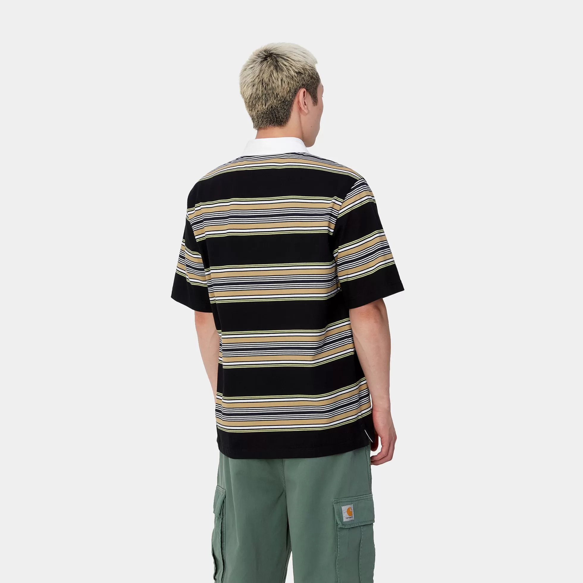 T-Shirts & Polos^Carhartt WIP S/S Gaines Rugby Shirt Gaines Stripe, Black