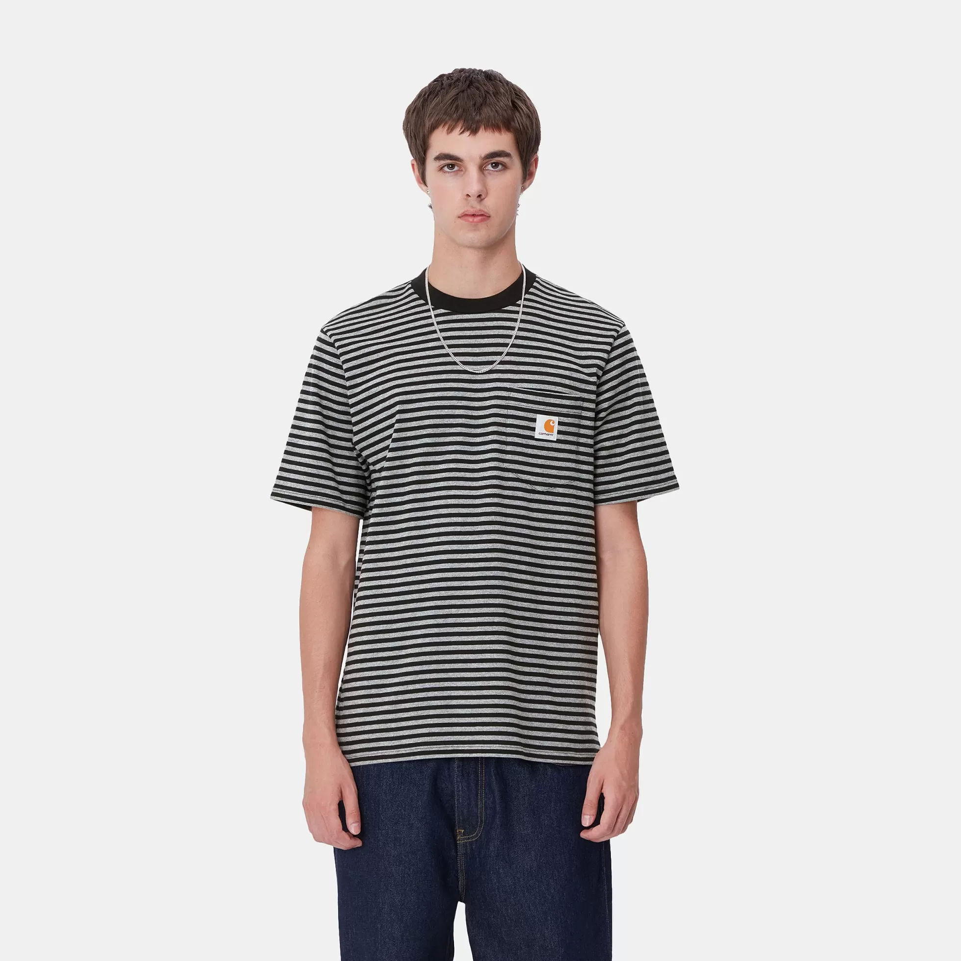 T-Shirts & Polos^Carhartt WIP S/S Verner Pocket T-Shirt Verner Stripe, Black / Dark Grey Heather