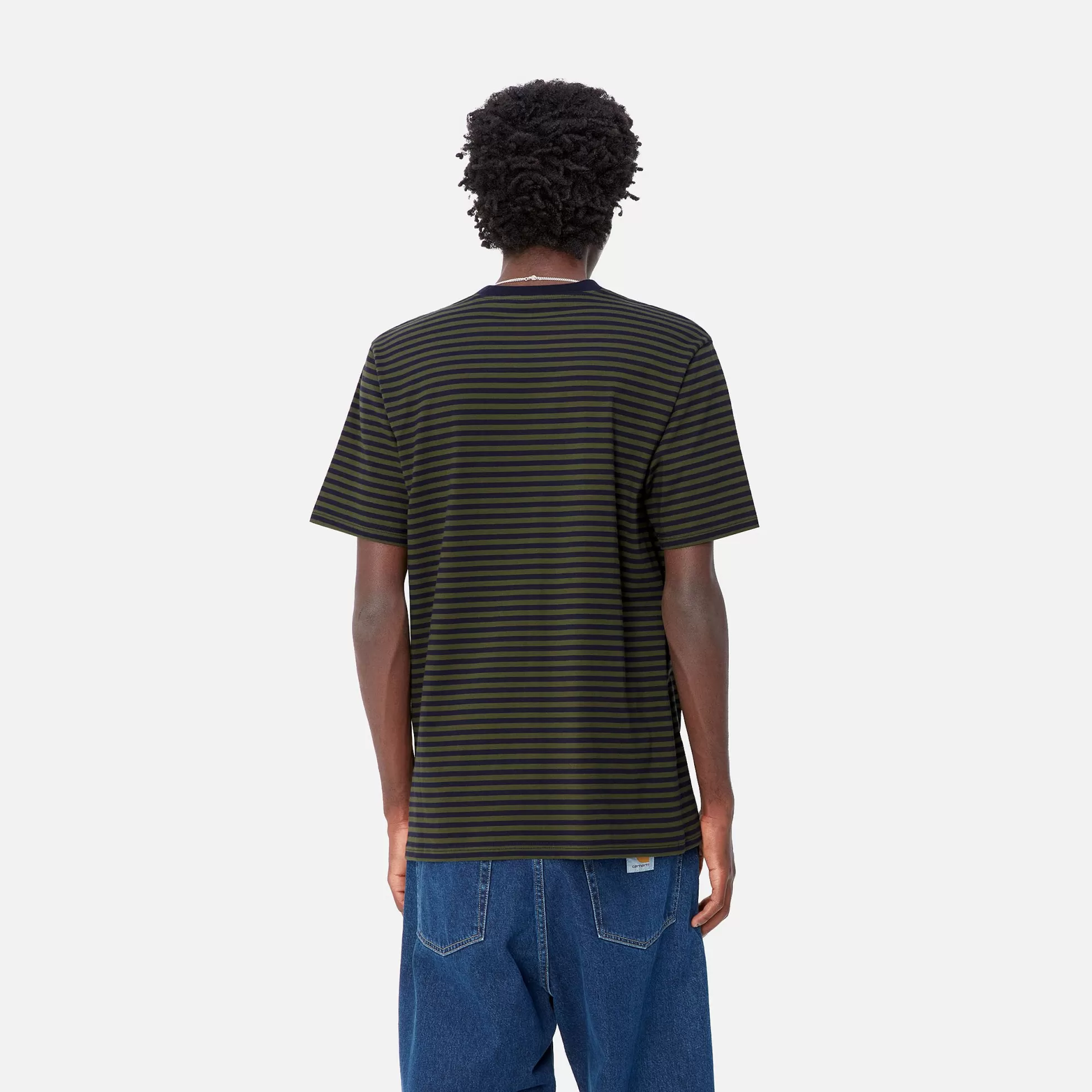 T-Shirts & Polos^Carhartt WIP S/S Verner Pocket T-Shirt Verner Stripe, Dark Navy / Office Green