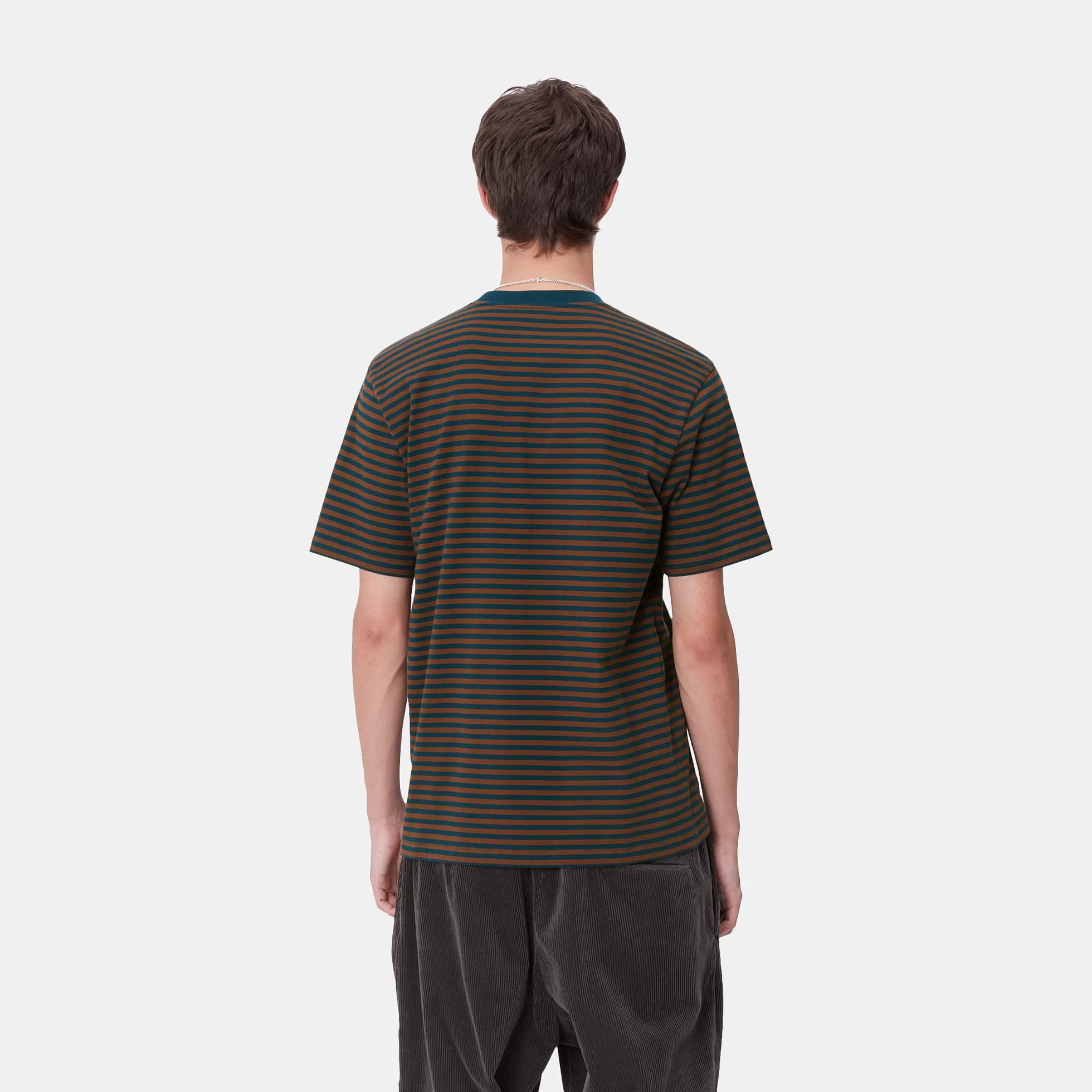 T-Shirts & Polos^Carhartt WIP S/S Verner Pocket T-Shirt Verner Stripe, Duck Blue / Offroad