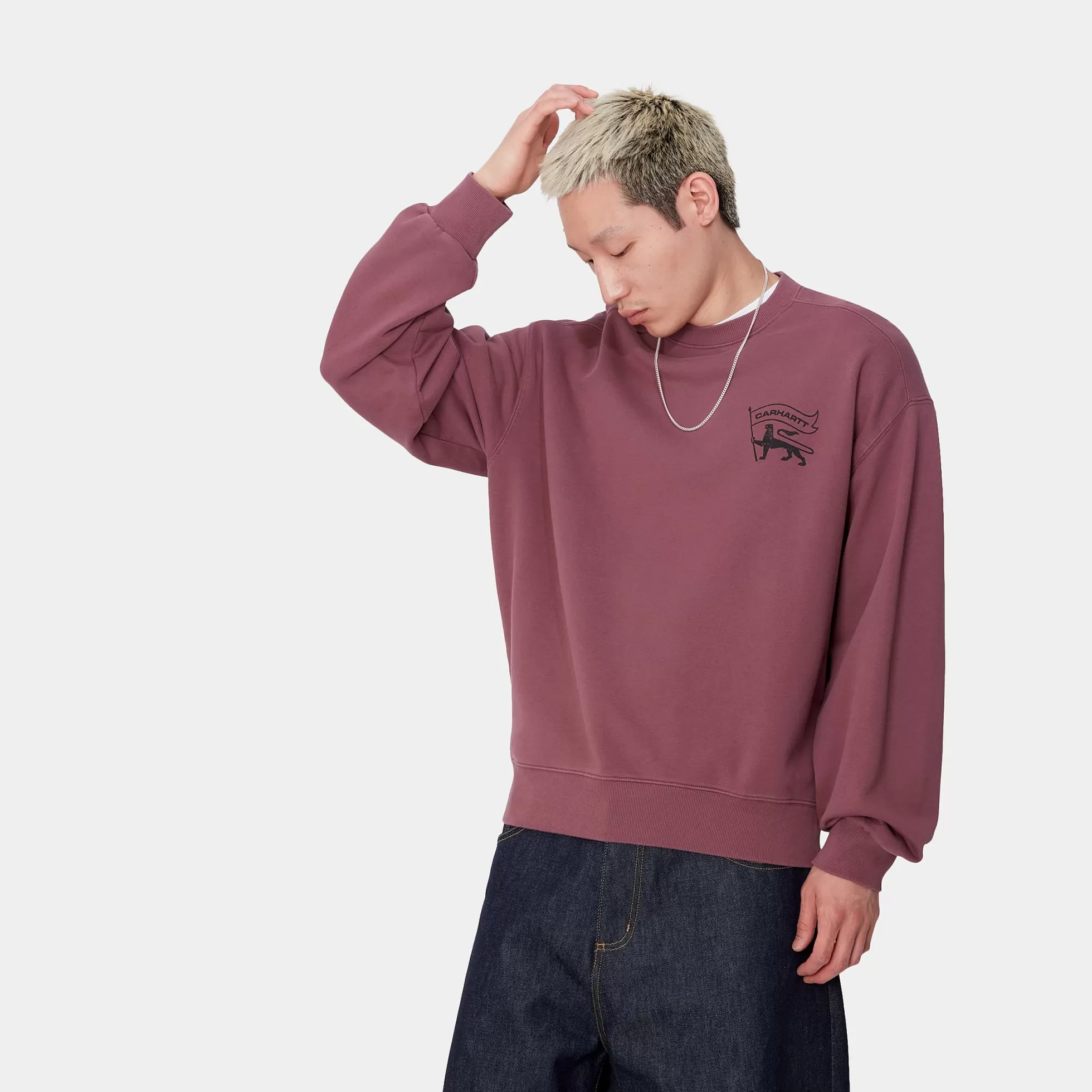 Sweats^Carhartt WIP Stamp Sweat Dusty Fuchsia / Black