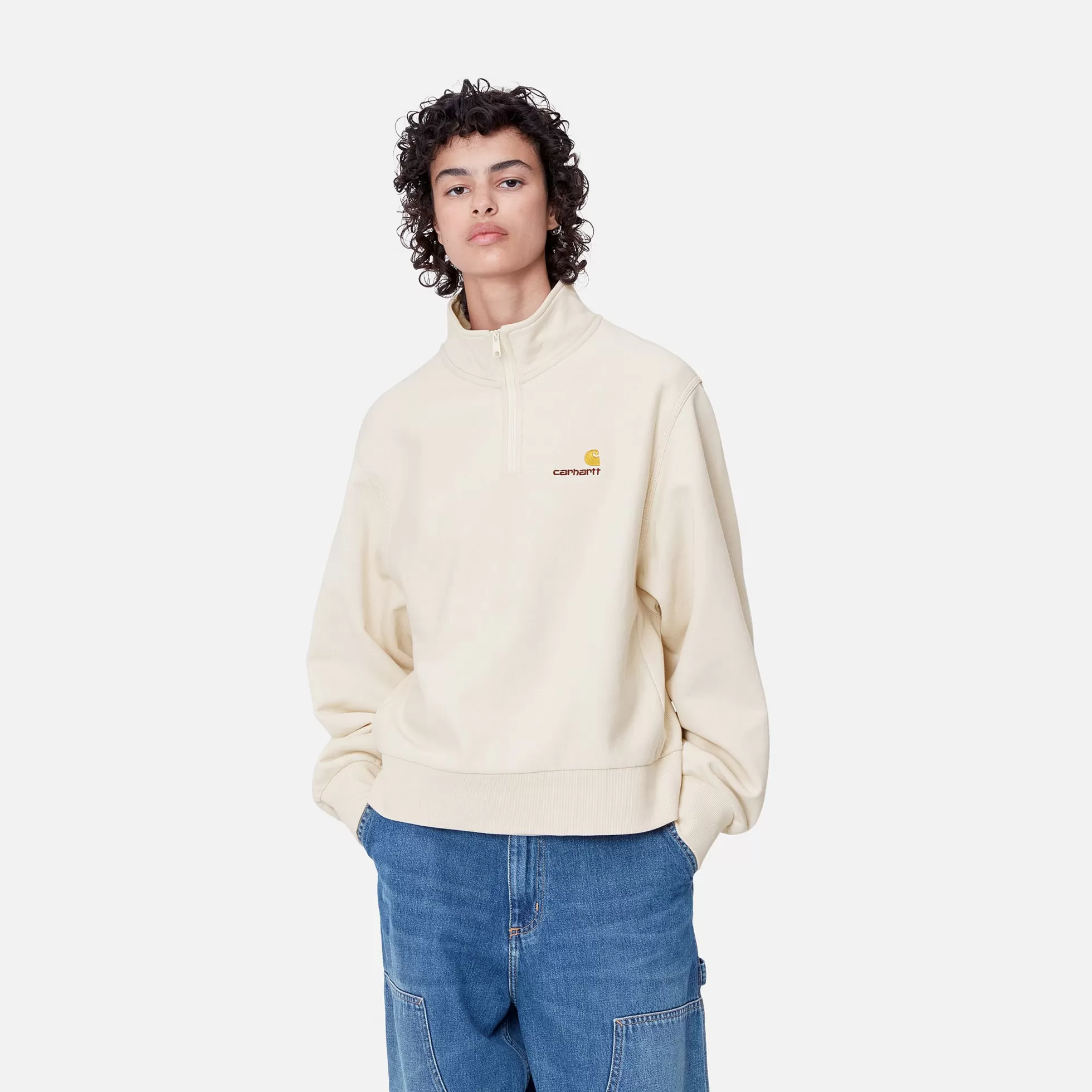 Sweats^Carhartt WIP W' American Script High Neck Sweatshirt Moonbeam